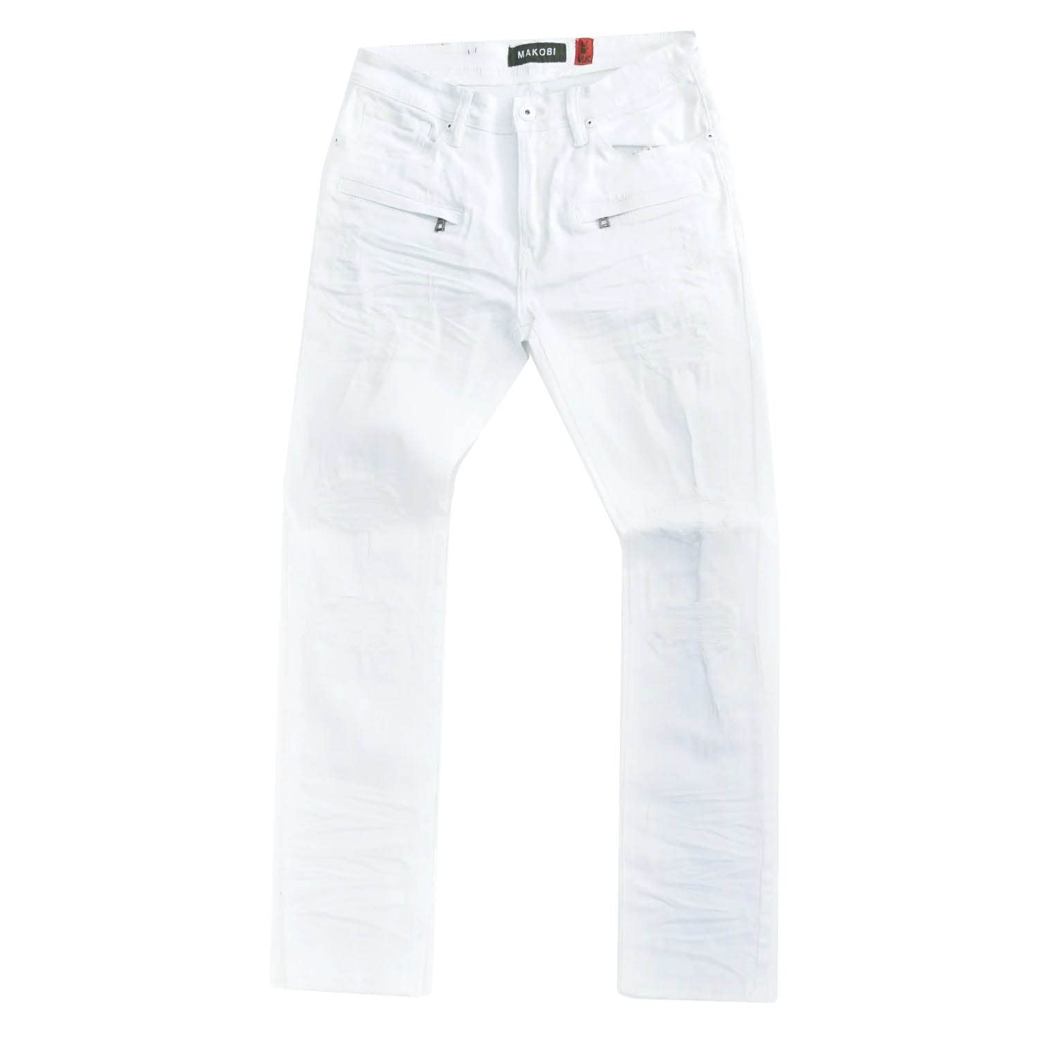 Makobi Men's Distressed Ripped Jeans - White Washed Denim Pants for Casual Streetwear & Urban Fashion | Perfect for Everyday Wear, Parties, and Night Out