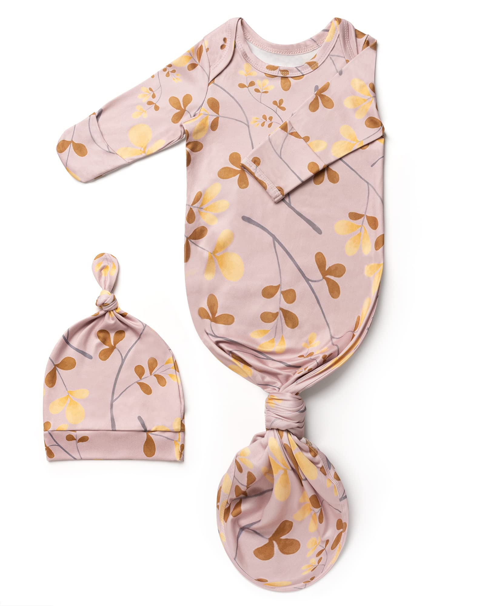 Soft Baby Knotted Gown for Newborn Girls - Hospital Outfit with Mittens for Comfortable Sleep