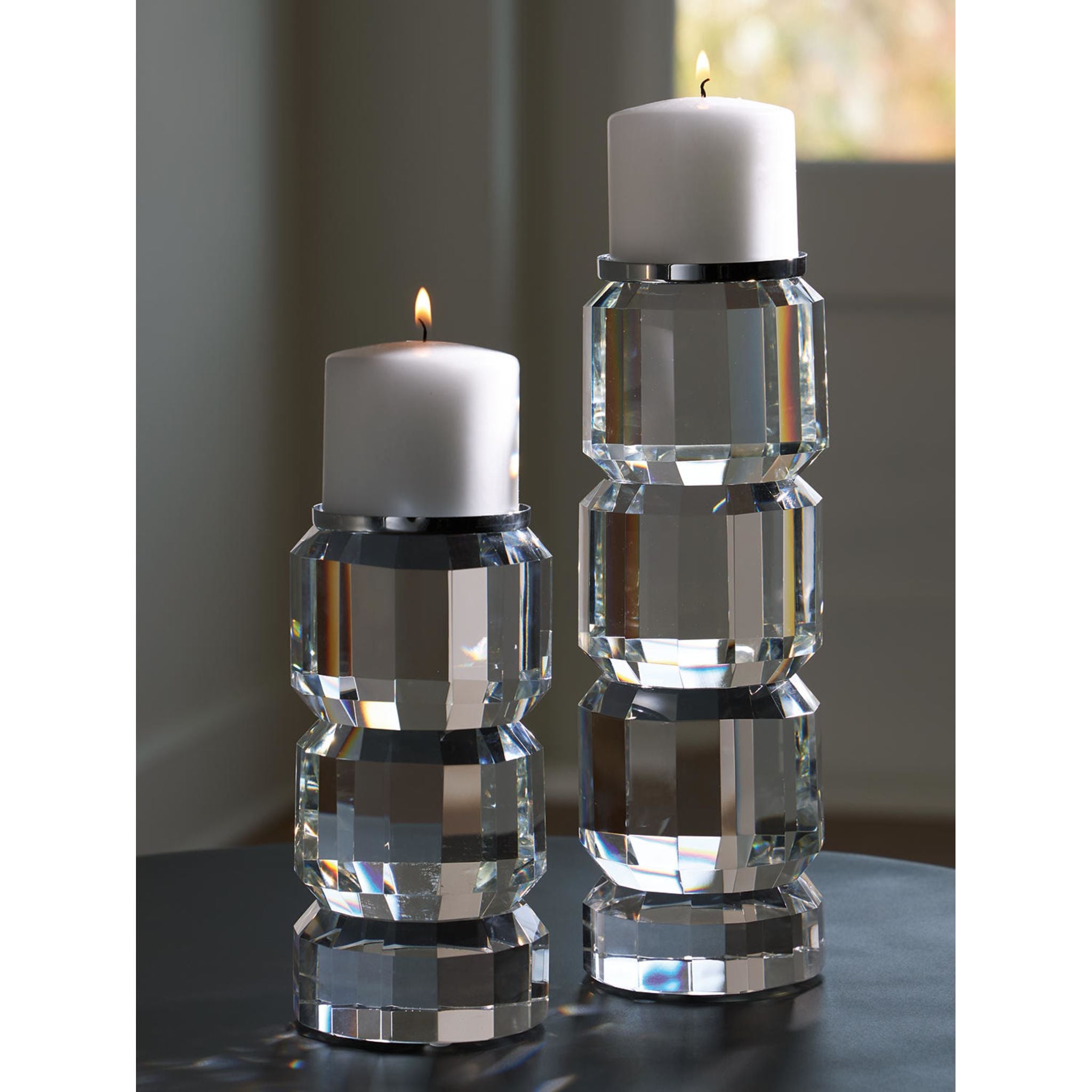 Brentley Candle Holder Set of 2 - Elegant Modern Home Decor for Living Room, Bedroom, Dining Table & Wedding Centerpieces