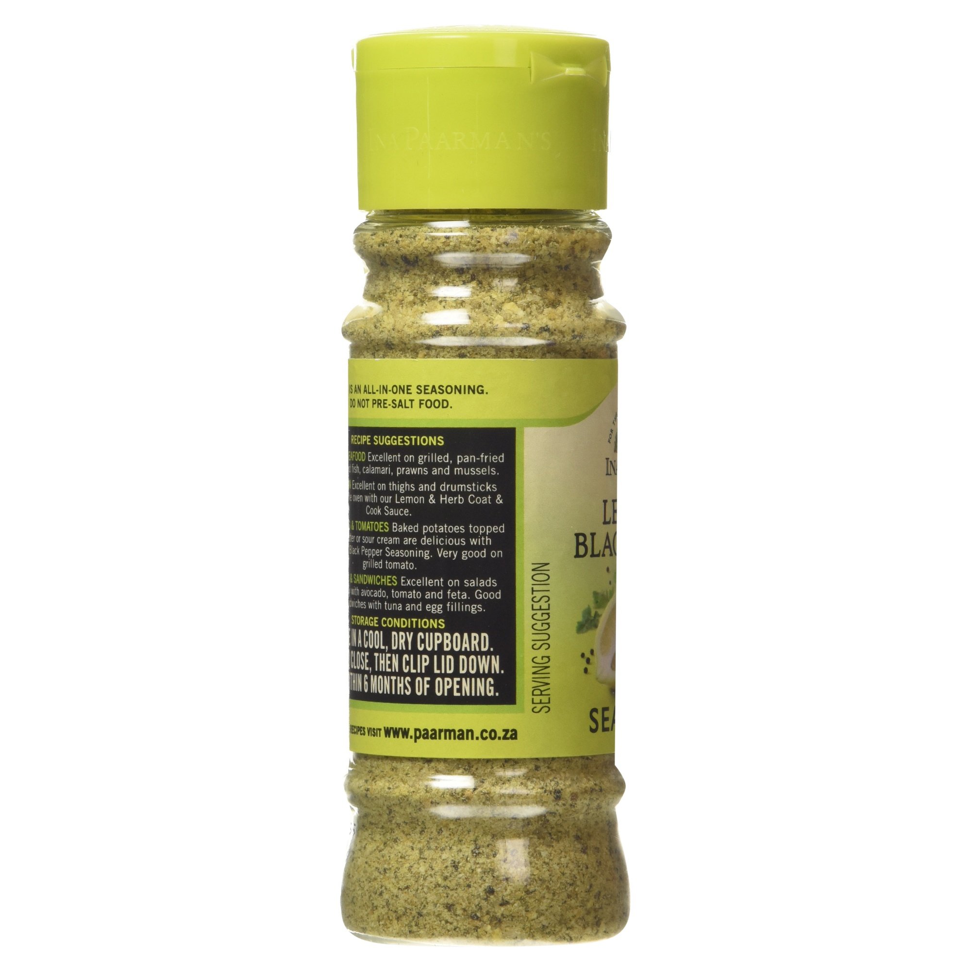 Ina Paarman's Lemon & Black Pepper Seasoning - 200ml Bottle | Zesty Spice Blend for Grilled Chicken, Fish & Salads | Premium South African Seasoning