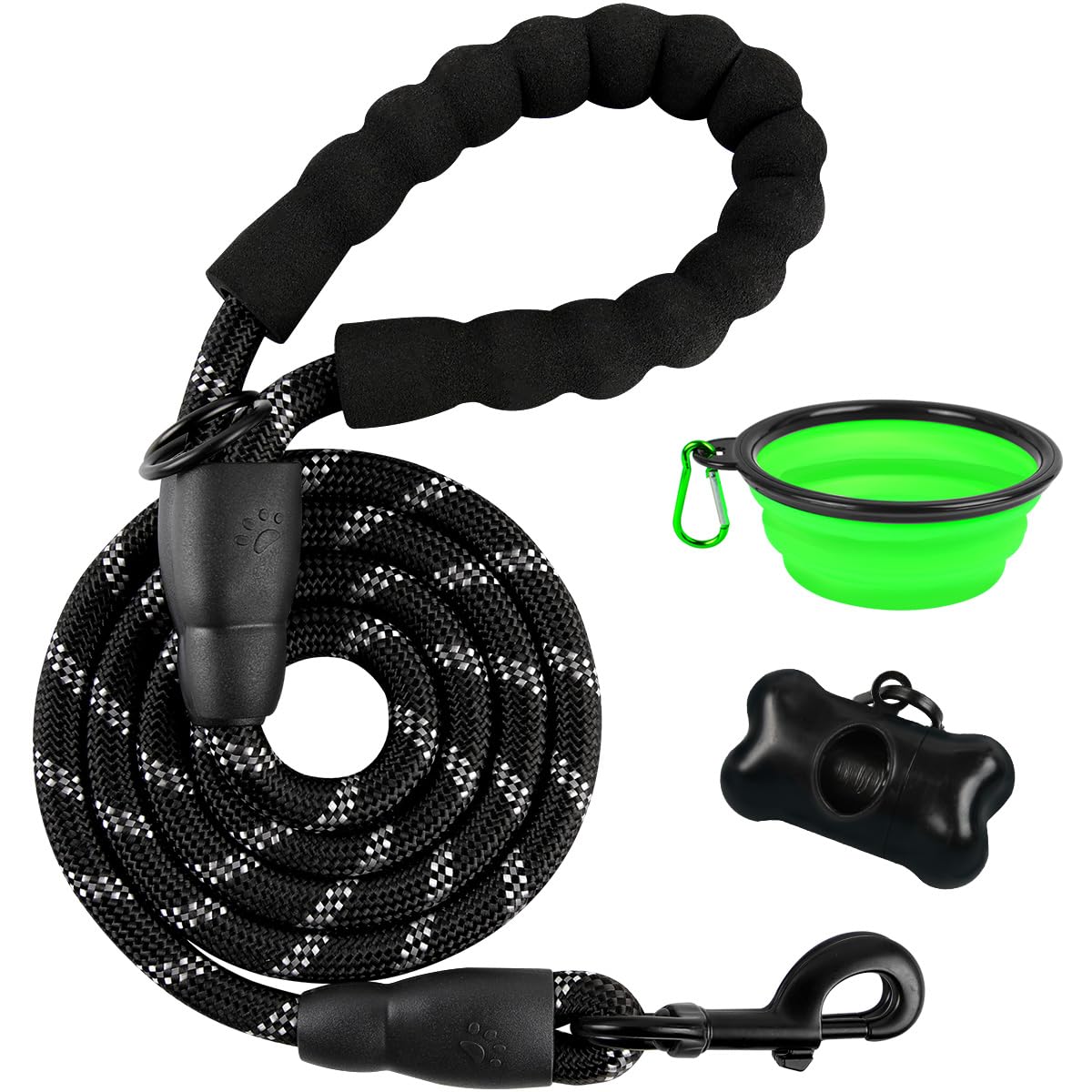 **BARKBAY Heavy Duty Dog Leash for Large Dogs - 5FT Reflective Padded Handle Leash for Walking, Training & Running - Durable & Comfortable for Medium to Large Breeds (Black, 1/2'') - Perfect for Night Walks & Outdoor Adventures**