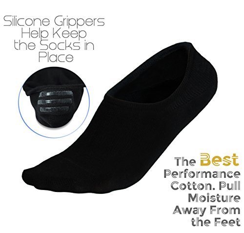 HappyRain No Show Socks for Women & Men - 3 Pack Black Cotton Low Cut Invisible Socks with Non-Slip Grip - Perfect for Sneakers, Loafers & Casual Shoes