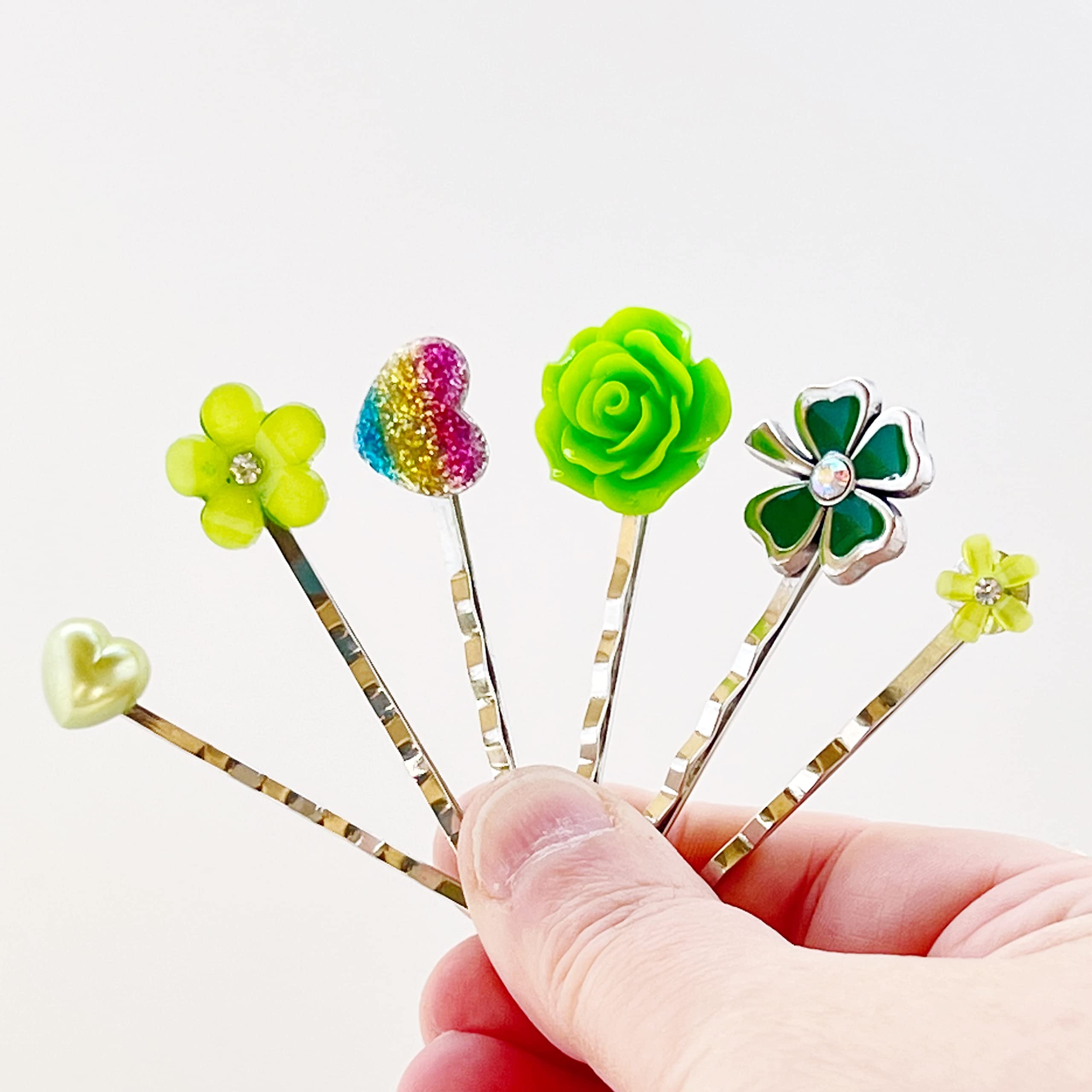 St. Patrick's Day Hair Accessories for Women - Shamrock Clover Hair Pin, Rainbow Hair Clip & Green Flower Hair Piece - Perfect for Irish Festivals, Parades & Themed Parties