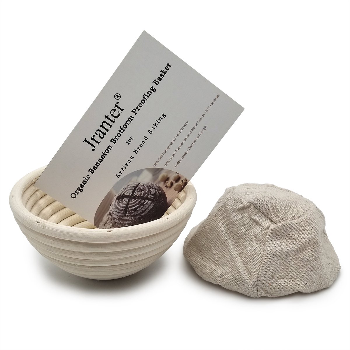 5 Inch Round Banneton Bread Proofing Basket Set of 2 - Natural Rattan Cane Brotform with Linen Liner - Handmade Artisan Bread Baking Tools for Sourdough, Baguette & Homemade Bread Making