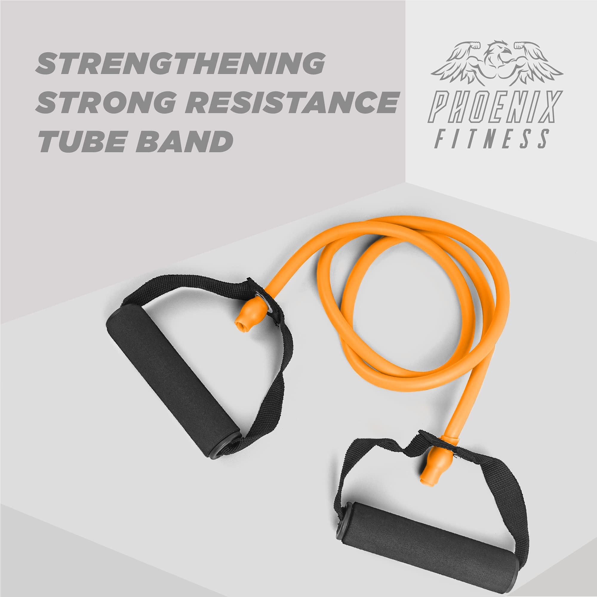 Phoenix Fitness Resistance Band with Handles - Heavy Duty Exercise Bands for Strength Training, Stretching & Workouts - Home & Gym Equipment for Men & Women (Light/Medium/Strong Resistance) - Perfect for CrossFit, Yoga, Pilates & Physical Therapy