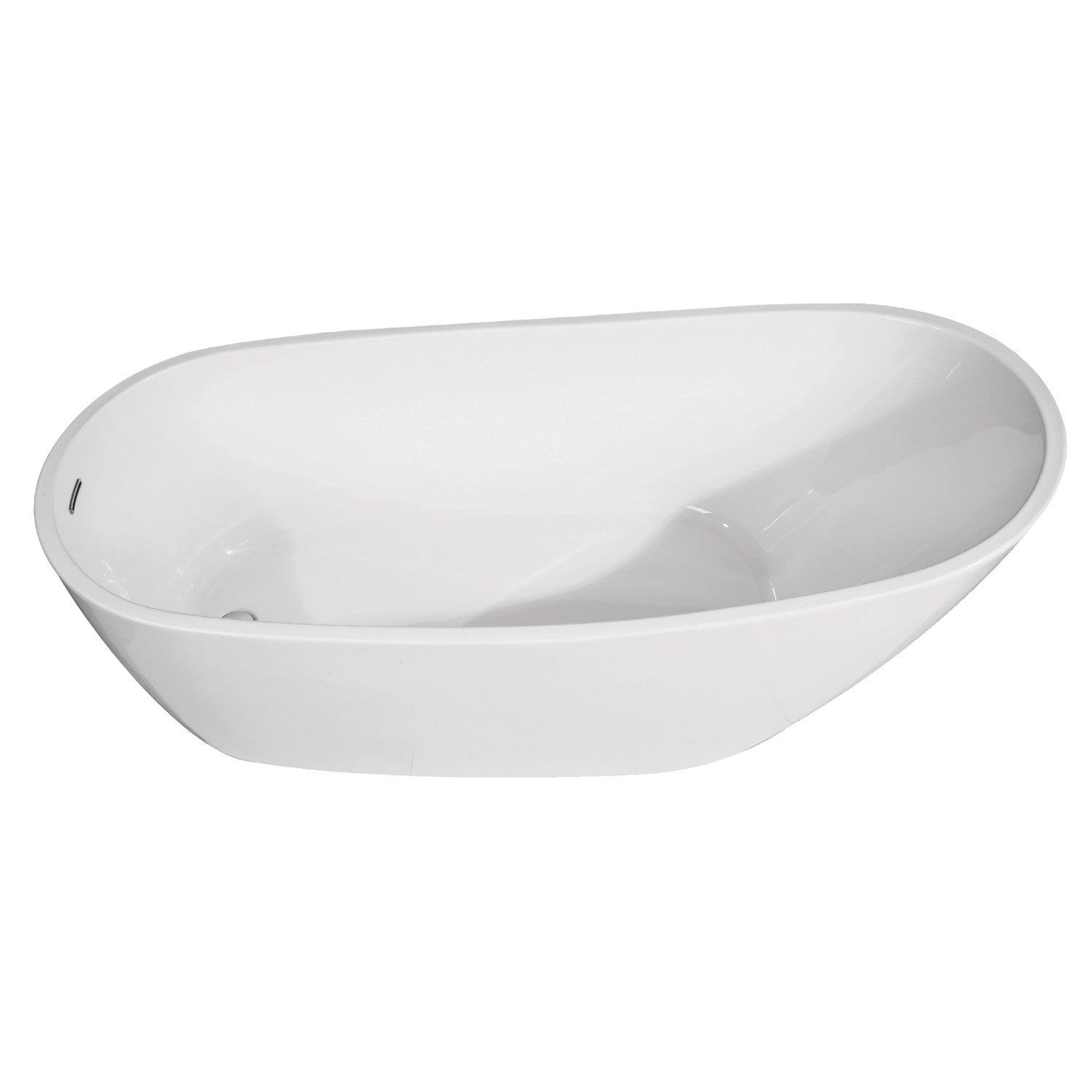 Aqua Eden 54 Inch Acrylic Oval Freestanding Bathtub - Glossy White Slipper Soaking Tub with Drain | Modern Bathroom Luxury for Spa-Like Relaxation at Home