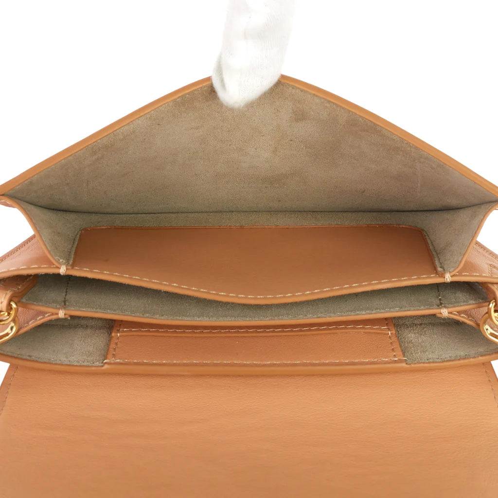 Chloe Drew Bijou Tan Blush Smooth Calfskin Crossbody Clutch Bag - Stylish Women's Shoulder Purse for Evening Parties & Date Nights