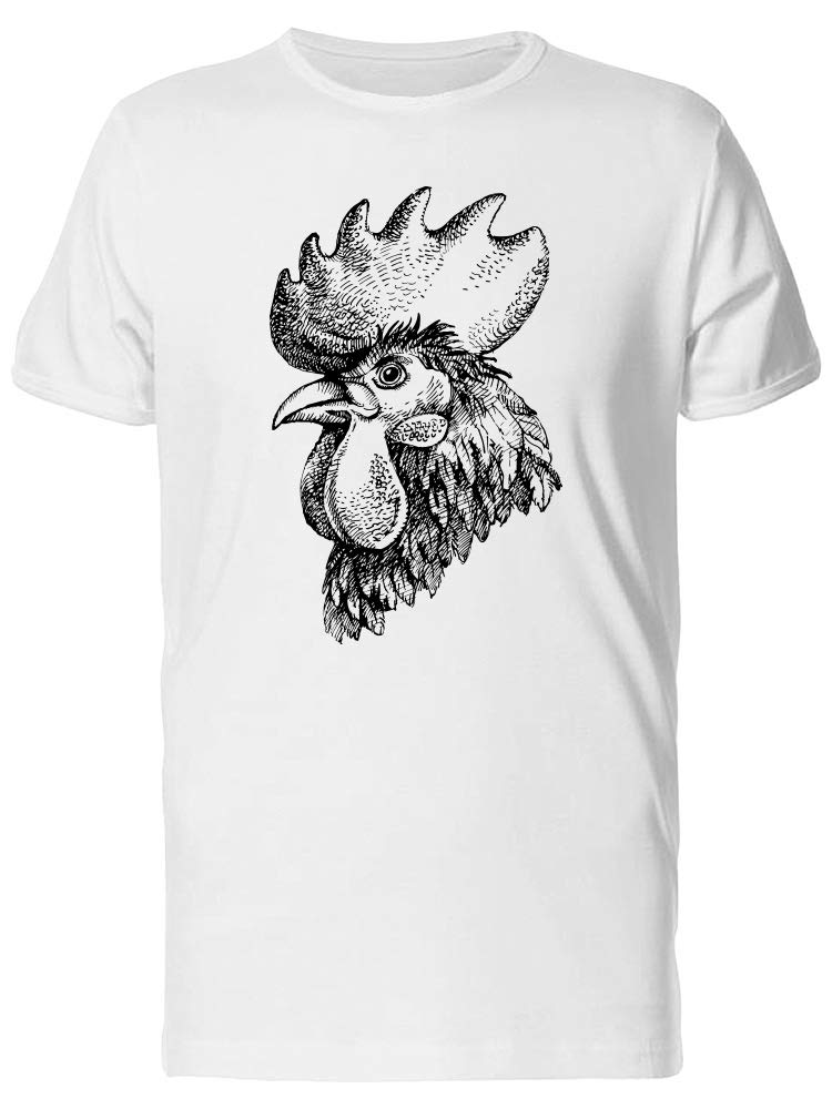 Men's White Rooster Head Graphic T-Shirt - Casual Wear for Everyday & Street Style Outfits