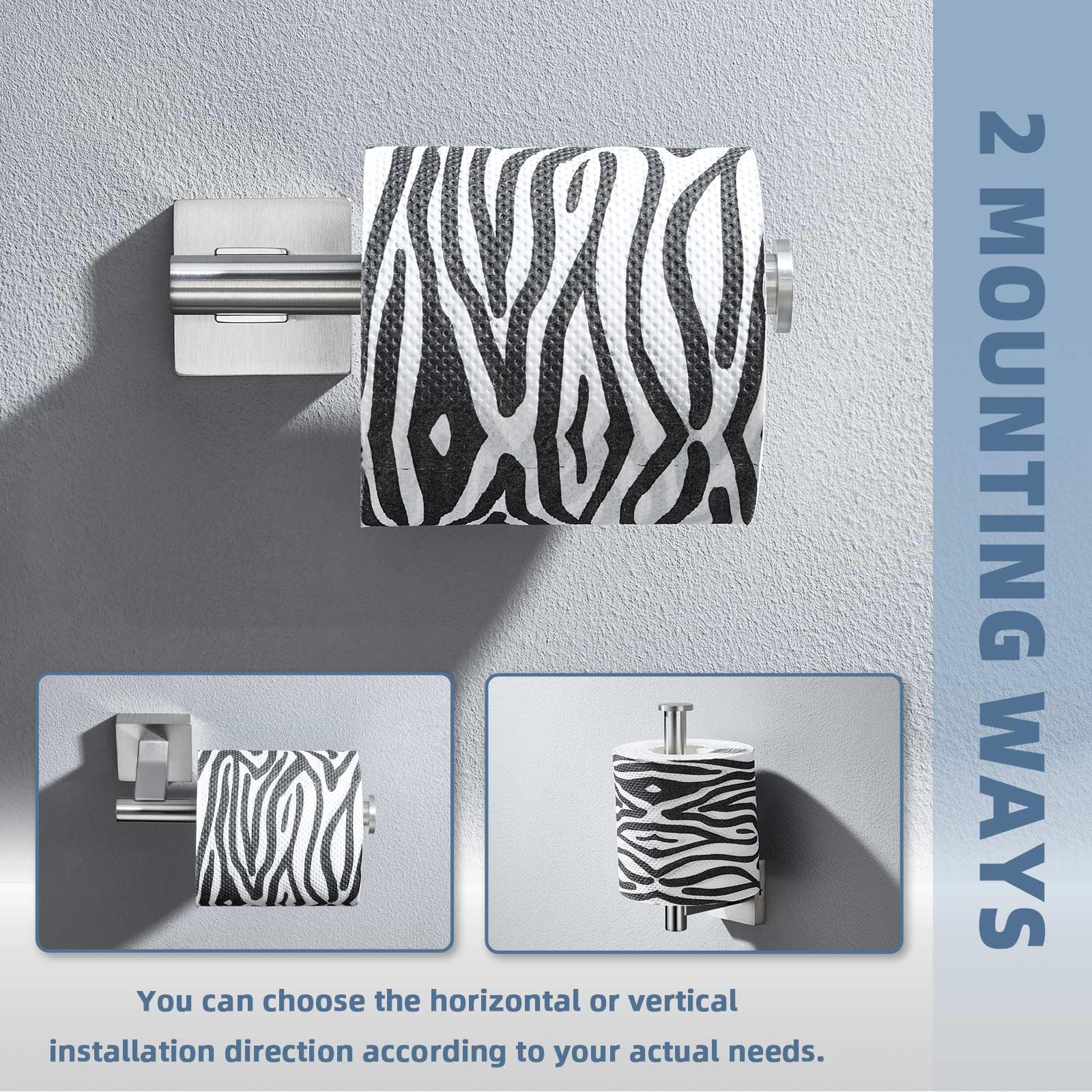 Brushed Nickel Toilet Paper Holder - SUS 304 Stainless Steel Wall Mount Bathroom Tissue Roll Holder with Open Arm Design | Durable & Rust-Resistant for Home, Office, Hotel Restroom Decor