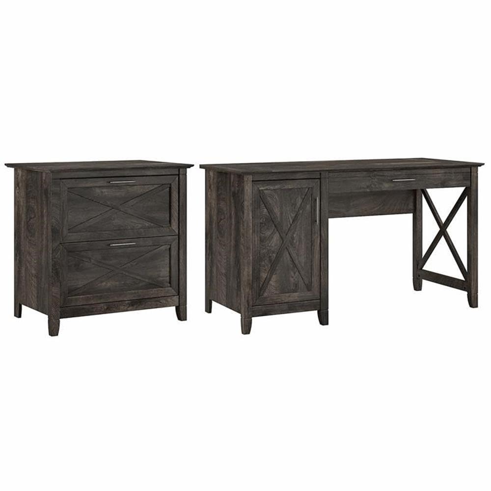 Atlin Designs Dark Gray Computer Desk with Lateral File Cabinet - Home Office Furniture for Small Spaces & Modern Workspaces