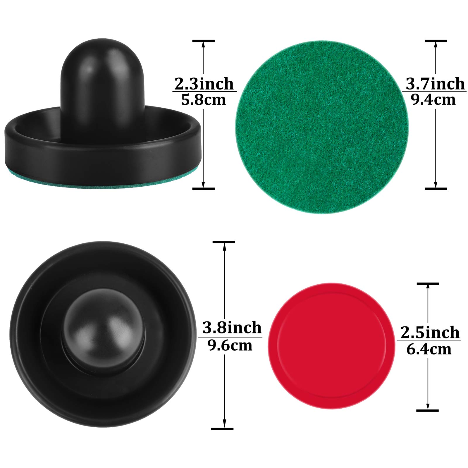 URATOT Air Hockey Paddles & Pucks Set - 4 Pushers, 8 Red & 8 Green Pucks - Replacement Accessories for Air Hockey Game Tables - Perfect for Family Game Nights & Arcade Entertainment