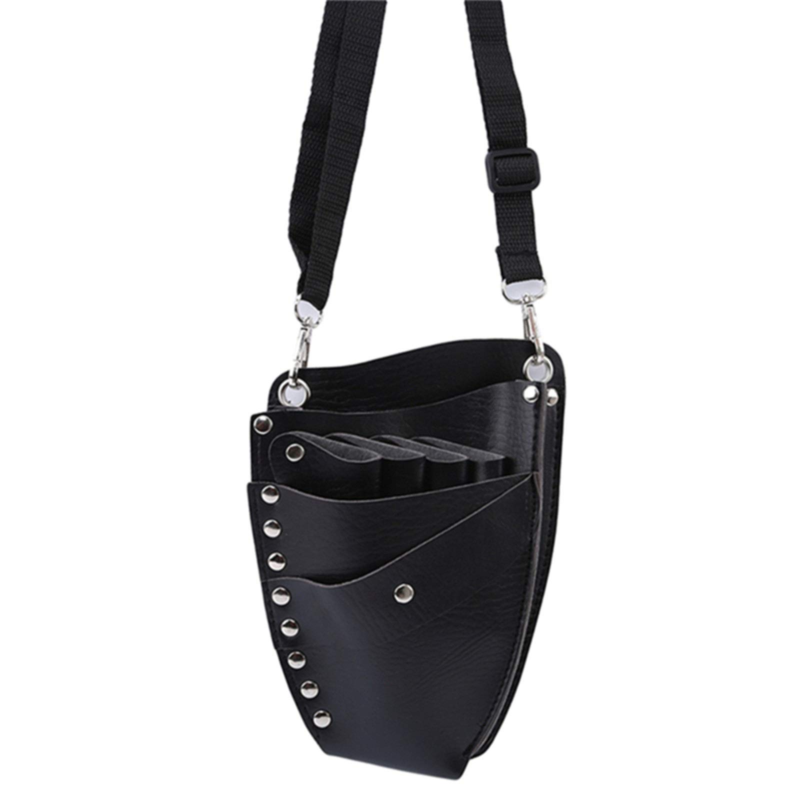 Professional Barber Scissor Holster Pouch - PU Leather Waist Pack Belt for Hairdressing Tools, Scissors & Combs (Black, 23x15cm) - Ideal for Salon Stylists, Mobile Barbers & Hairdressers On-The-Go