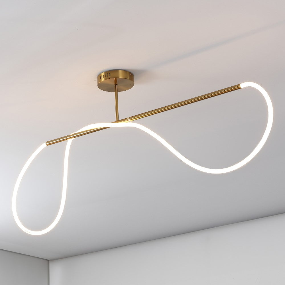 Alessio Modern Minimalist 360° Adjustable Silicone Neon Rope Light - Dimmable Linear LED Flush Mount Ceiling Fixture for Bedroom, Living Room & Kitchen Lighting