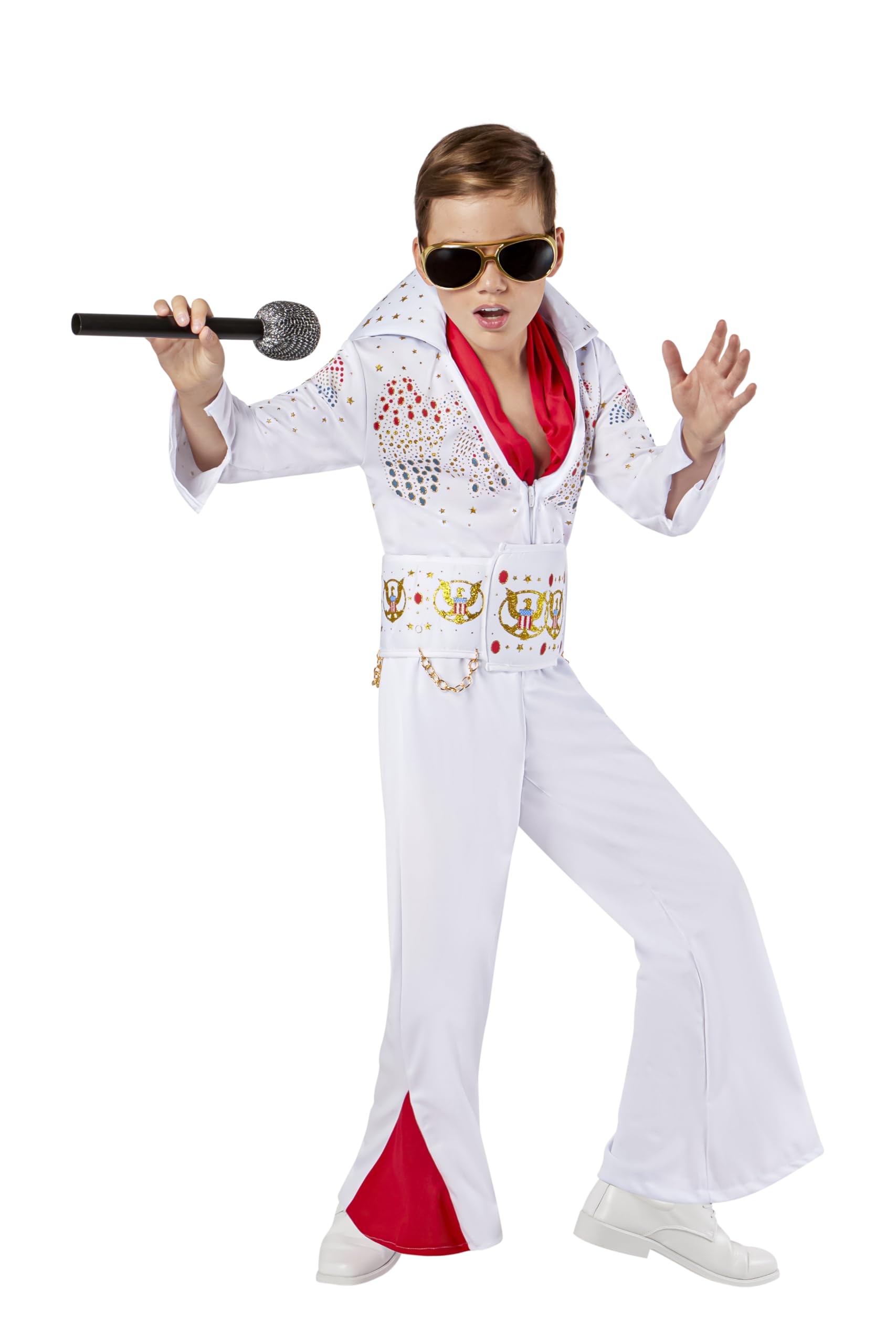 Rubies Child's Deluxe Elvis Costume - Kids Elvis Presley Halloween Outfit with Jumpsuit & Belt - Perfect for Halloween Parties, Dress-Up & Cosplay