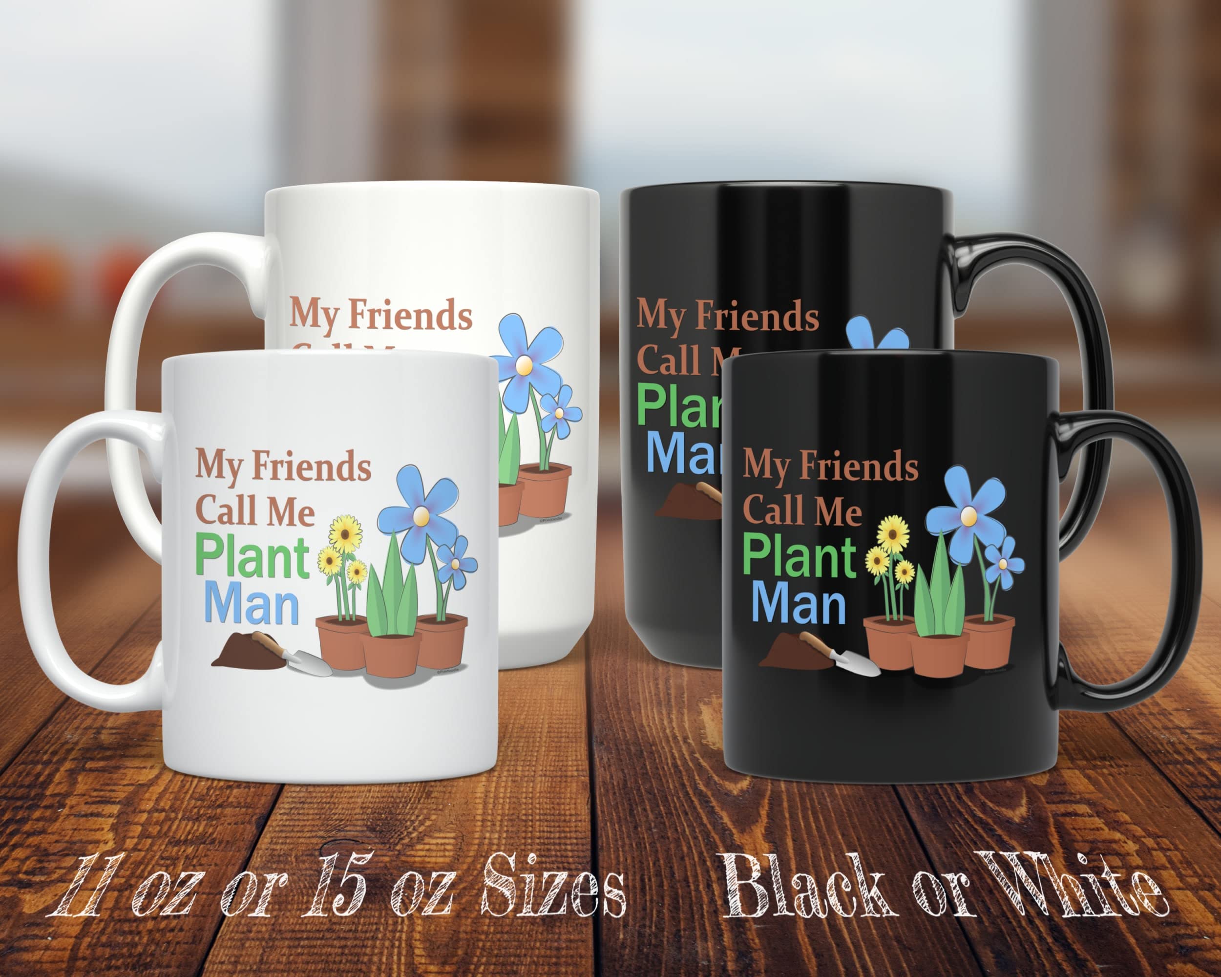 PixiDoodle Spring Gardening Plant Man Coffee Mug - 11 oz Black Ceramic Mug for Gardening Dad, Perfect Gift for Father's Day, Birthday & Gardening Enthusiasts - Ideal for Coffee, Tea & Hot Beverages at Home or Office