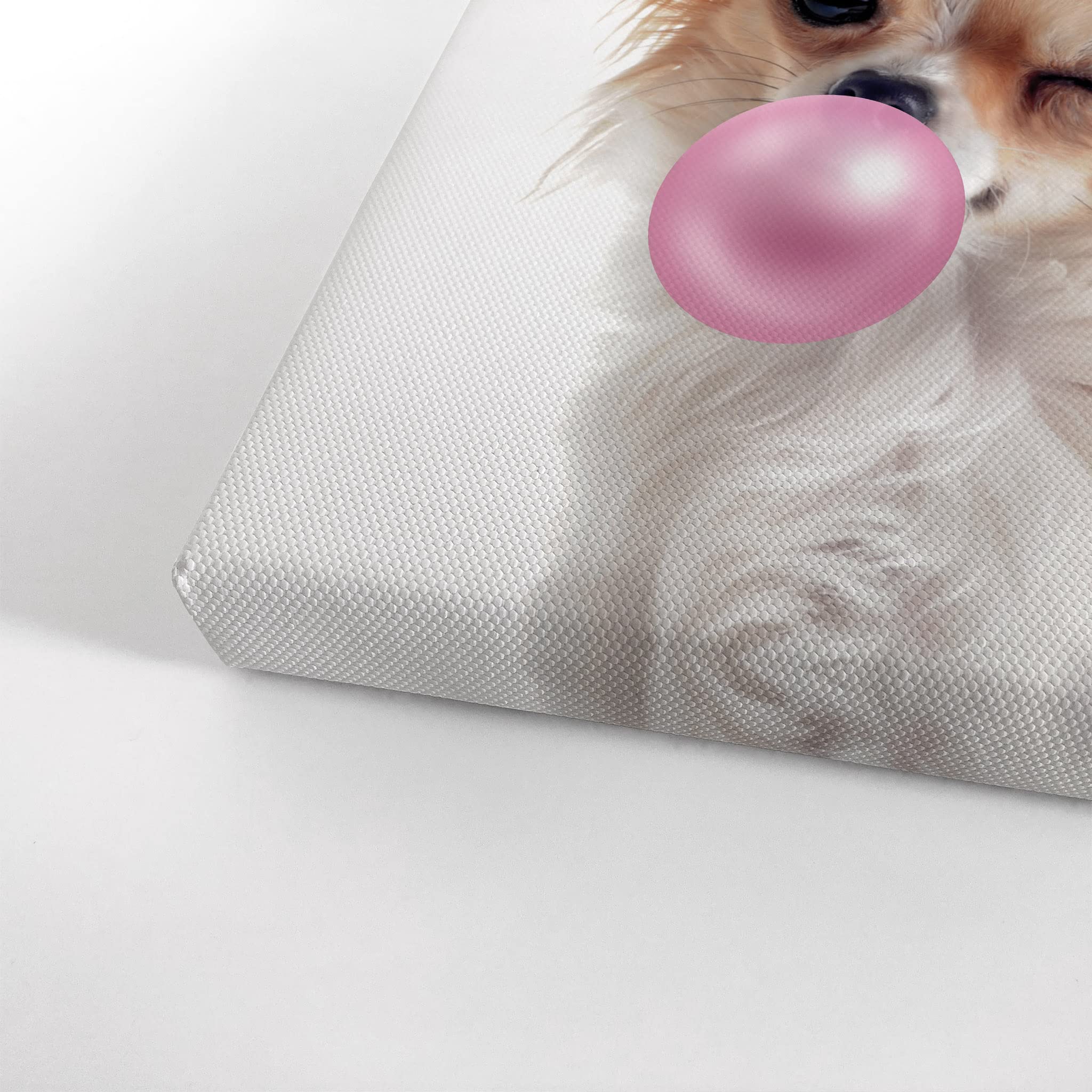 Chihuahua Dog Chewing Pink Bubble Gum Canvas Wall Art Print - Pet Lover Gift, Animal Pop Art Decor for Office, Living Room, Bedroom & Nursery (28x19 Inches) - Perfect for Dog Enthusiasts, Home Decor & Unique Gift Ideas