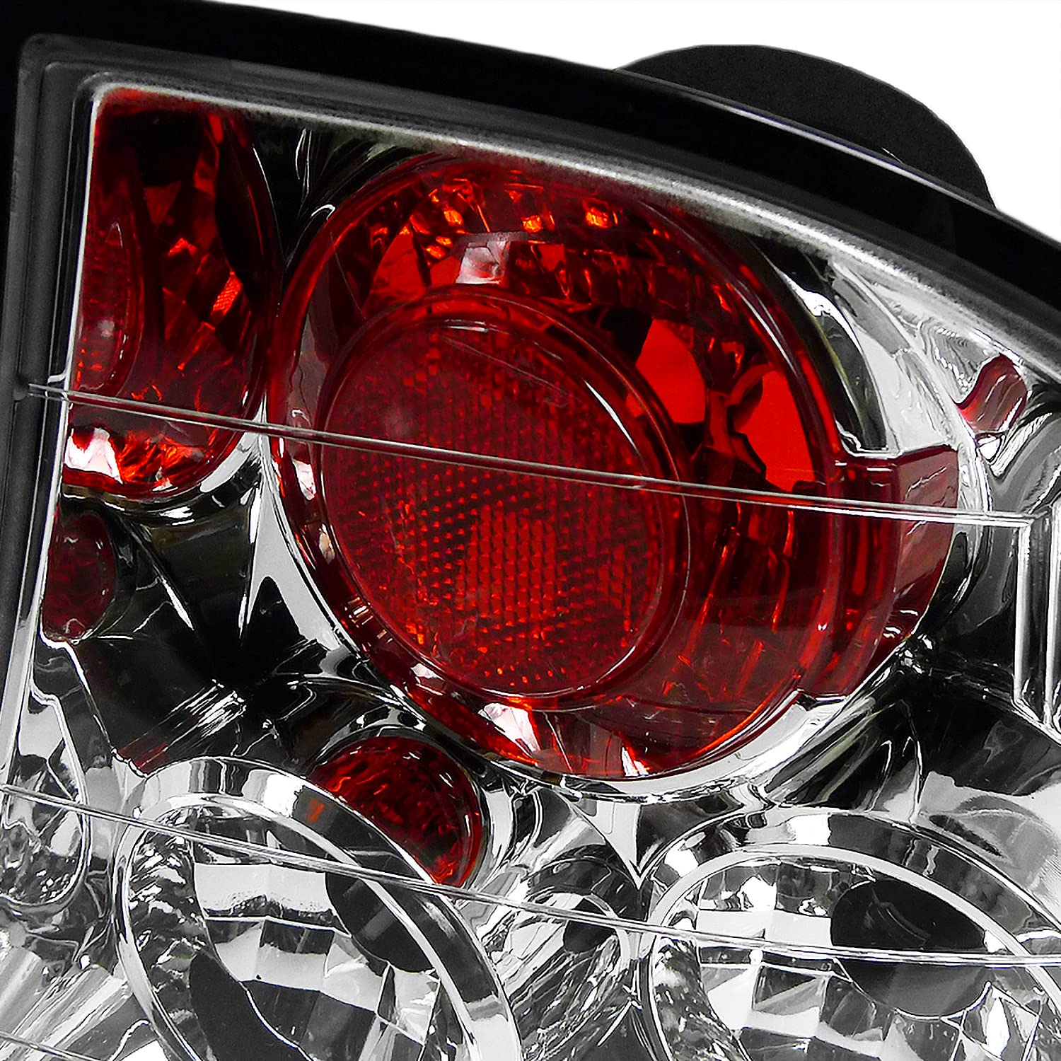 Spec-D Tuning Chrome Housing Clear Lens Tail Lights for 2006-2011 Honda Civic Sedan 4 Door - Left & Right Pair Assembly - Upgrade Your Car's Rear Style for Night Driving & Enhanced Visibility