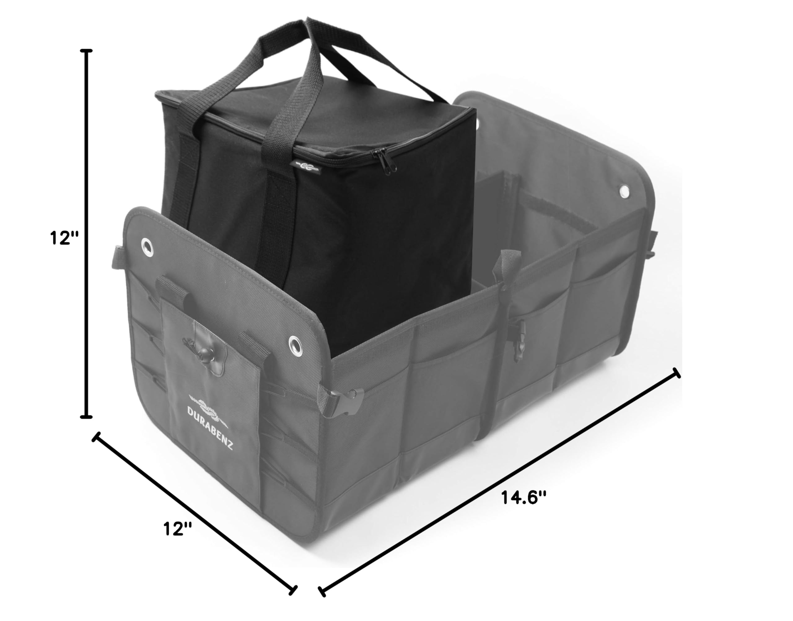 Premium Gray Classic Car Trunk Organizer with Built-in Cooler - Waterproof Storage for Road Trips, Camping & Picnics