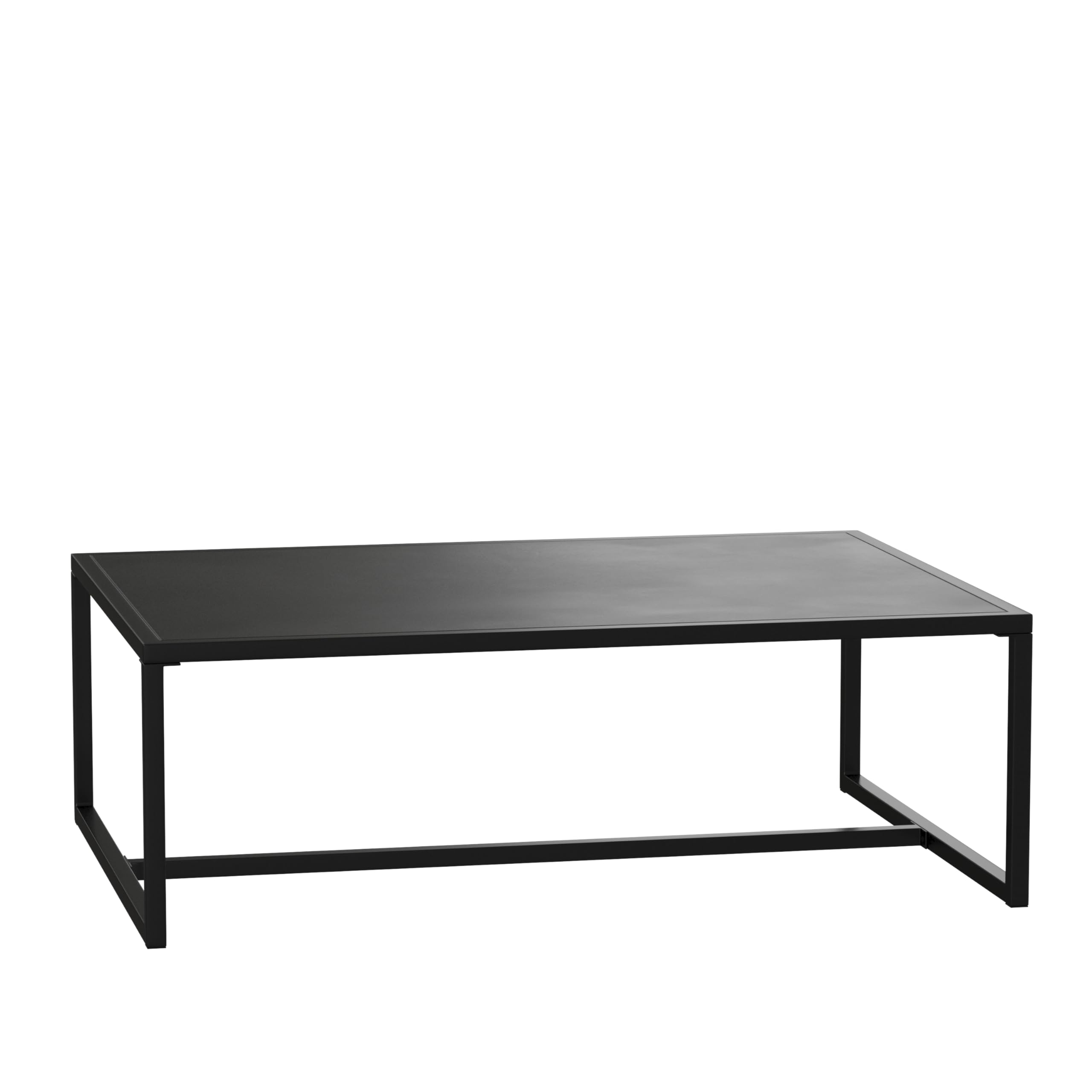 EMMA + OLIVER Black Steel All-Weather Commercial Grade Patio Coffee Table for Indoor & Outdoor Use - Perfect for Backyard, Garden, Deck, and Poolside Relaxation
