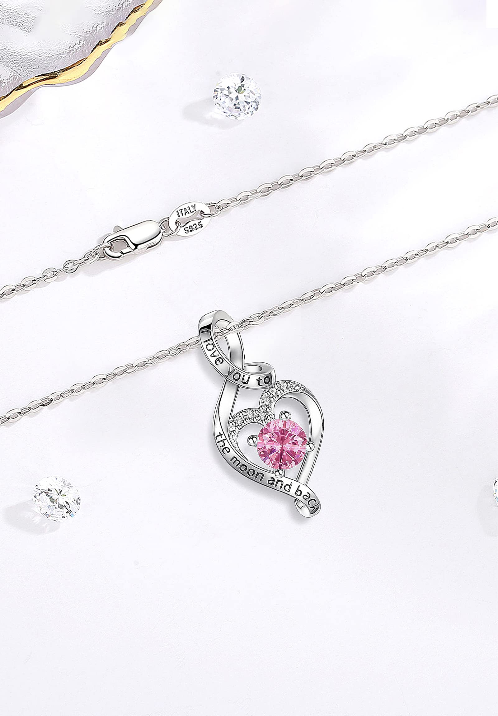 CELESTIA 925 Sterling Silver Birthstone Necklace for Women - 18 Inch Adjustable Chain - Perfect Gift for Birthday, Anniversary & Mother's Day | Elegant Jewelry for Everyday Wear & Special Occasions
