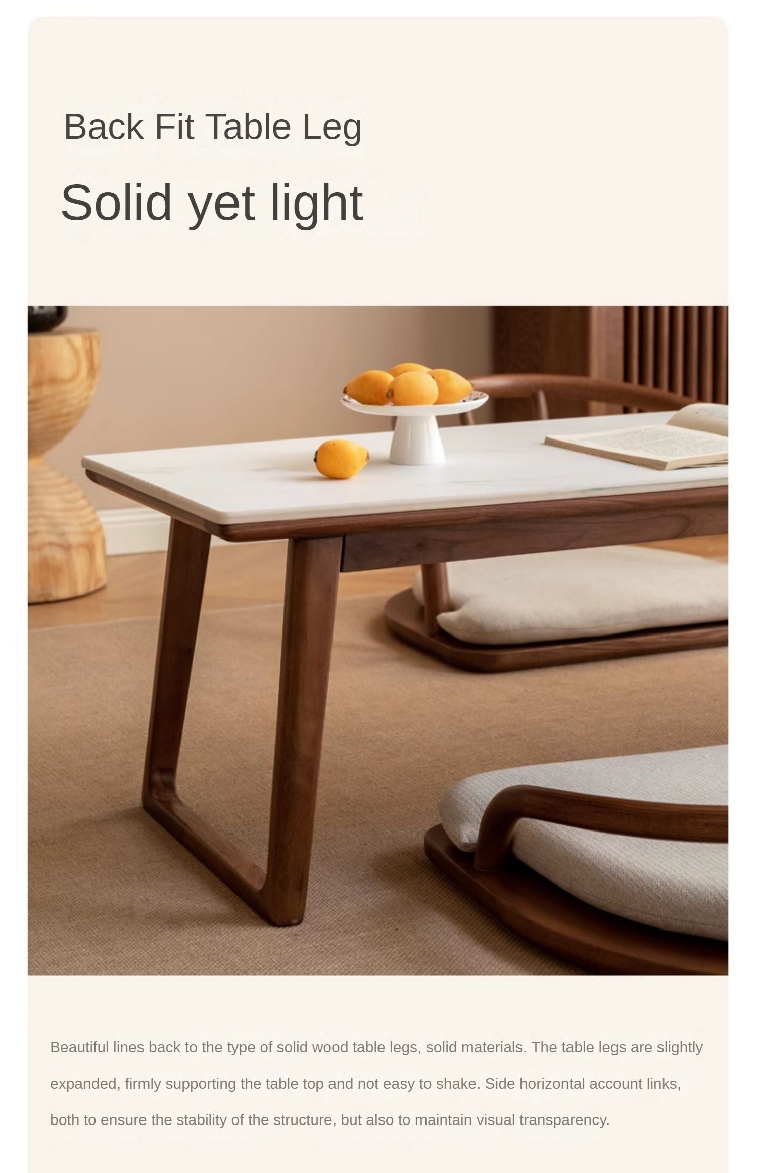 Premium Black Walnut and Ash Solid Wood Rocking Plate Modern Tea Table - Perfect for Living Room, Lounge, and Contemporary Home Decor