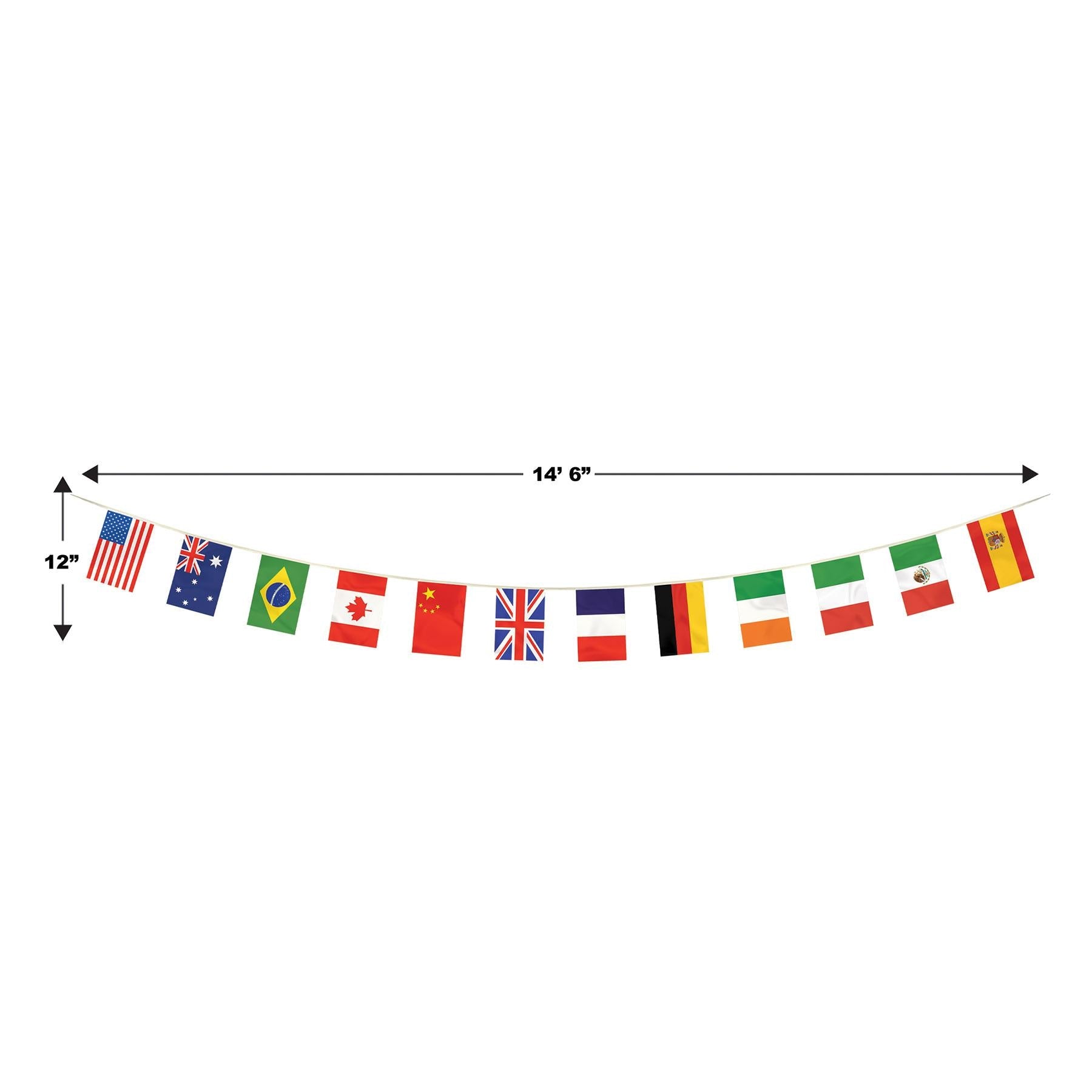 12 Pack Beistle International Flag Pennant Party Banner - 12 x 14.6 Inch Multicolor Decorative Bunting for Sports Events, Birthday Parties & Home Decor