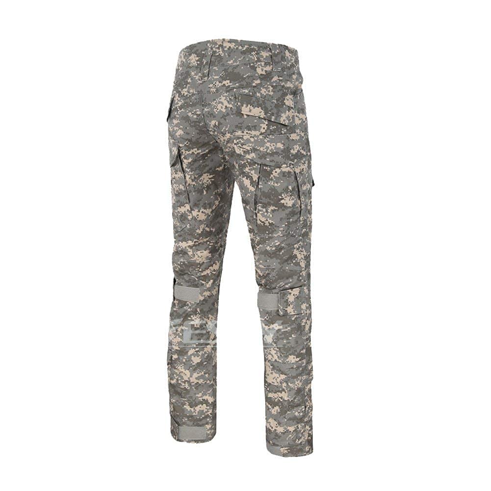 Men's Military Tactical Combat T-Shirt & Pants Set - 1/4 Zip Camo BDU Uniform with Long Sleeves for Airsoft, Hunting & Outdoor Activities | Durable Army Gear for Tactical Training, Paintball & Survival Adventures