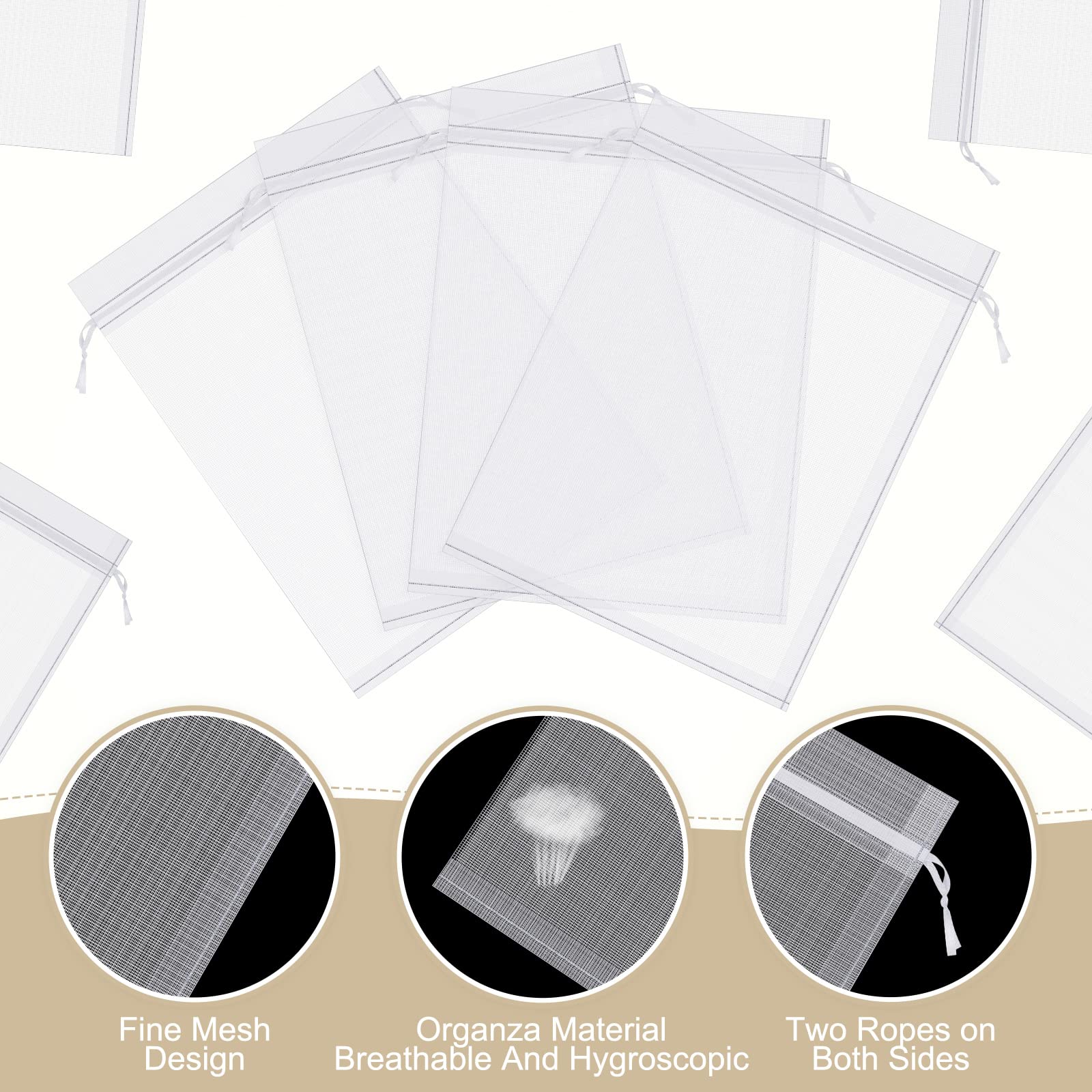 200 Pcs Large White Organza Bags 12x16 Inch - Mesh Drawstring Gift Pouches for Jewelry, Wedding Favors, Party Candy & Bottle Samples - Perfect for Bridal Showers, Baby Showers & Retail Displays