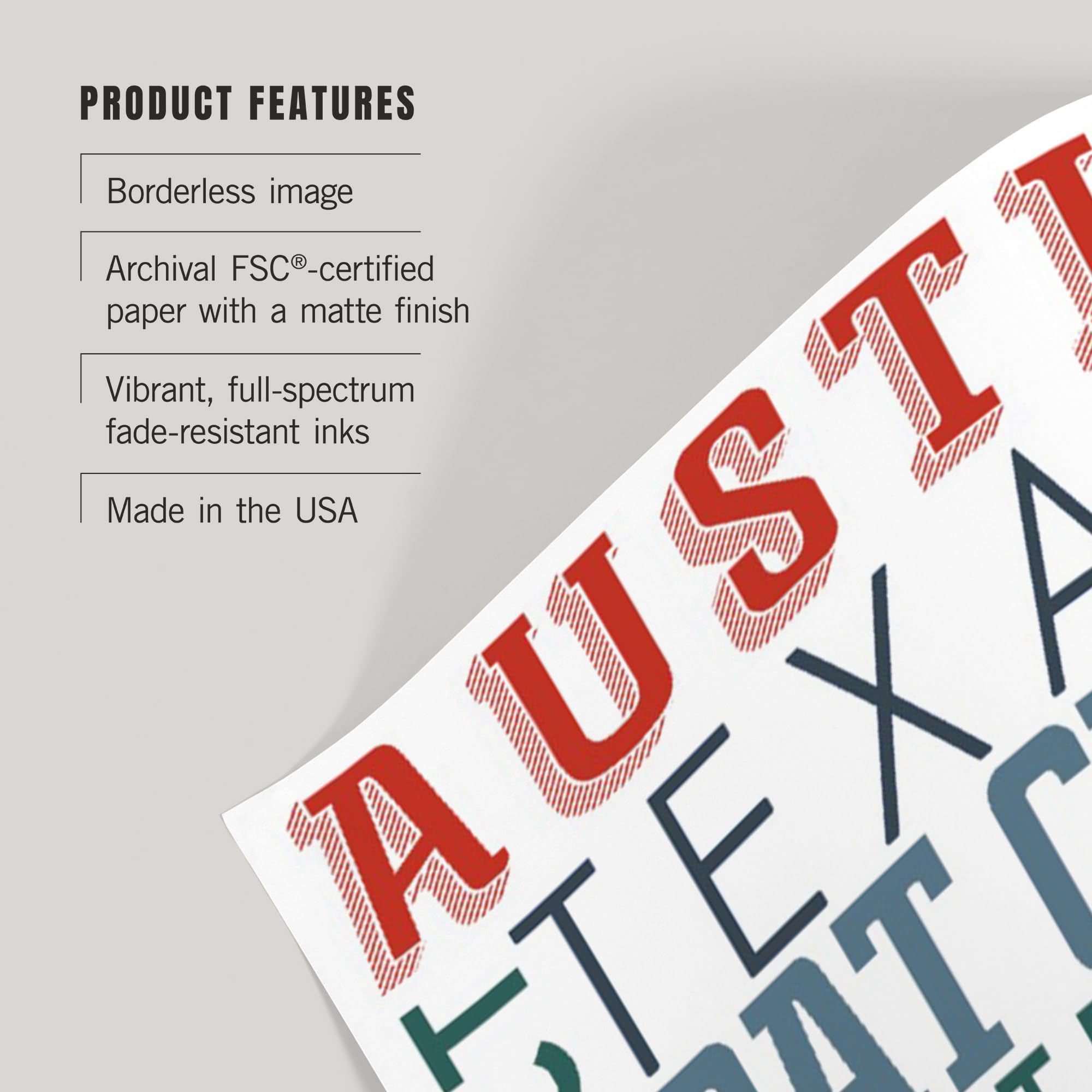 Lantern Press 16x24 Inch Giclee Print - Austin Texas Typography Wall Art | Perfect for Home Decor, Office & Gift Giving
