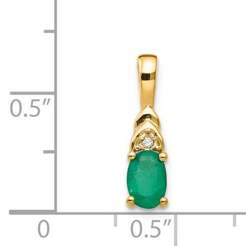 14KT Gold Oval Emerald and Diamond Pendant Necklace for Women - Elegant Jewelry Gift for Birthday, Anniversary & Special Occasions