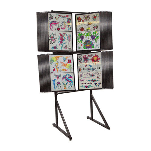Double Sided Free Standing Flash Art Display - 18x24 Inch Panel Size with 60 Flip Display Panels | Perfect for Art Galleries, Trade Shows & Retail Stores