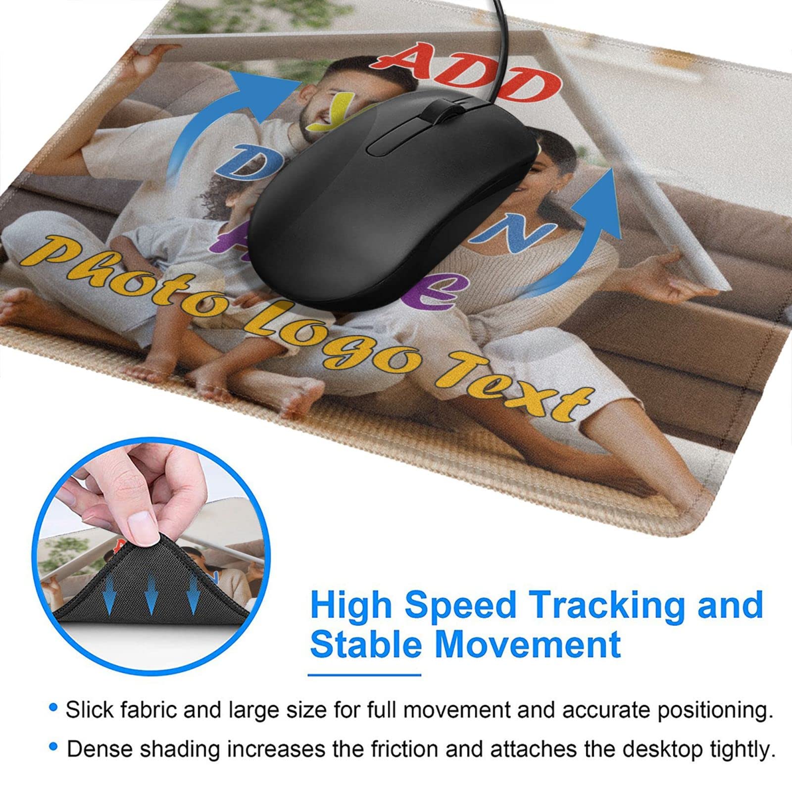 Custom Photo Mouse Pad - Personalized with Picture, Name & Logo - 7.9x9.5 Inch Non-Slip Mouse Mat for Computer, Laptop, Gaming & Office Use - Perfect Gift for Gamers, Professionals & Home Workspace
