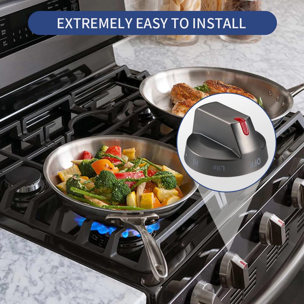Upgraded Samsung Stove Knob DG64-00473B - Black Stainless Steel Top Burner Control Dial Replacement for Gas Range Ovens (Compatible with NX58J5600SG, NX58J7750SG, NX58M6850SG) - Perfect for Kitchen Appliance Repair & DIY Stove Maintenance