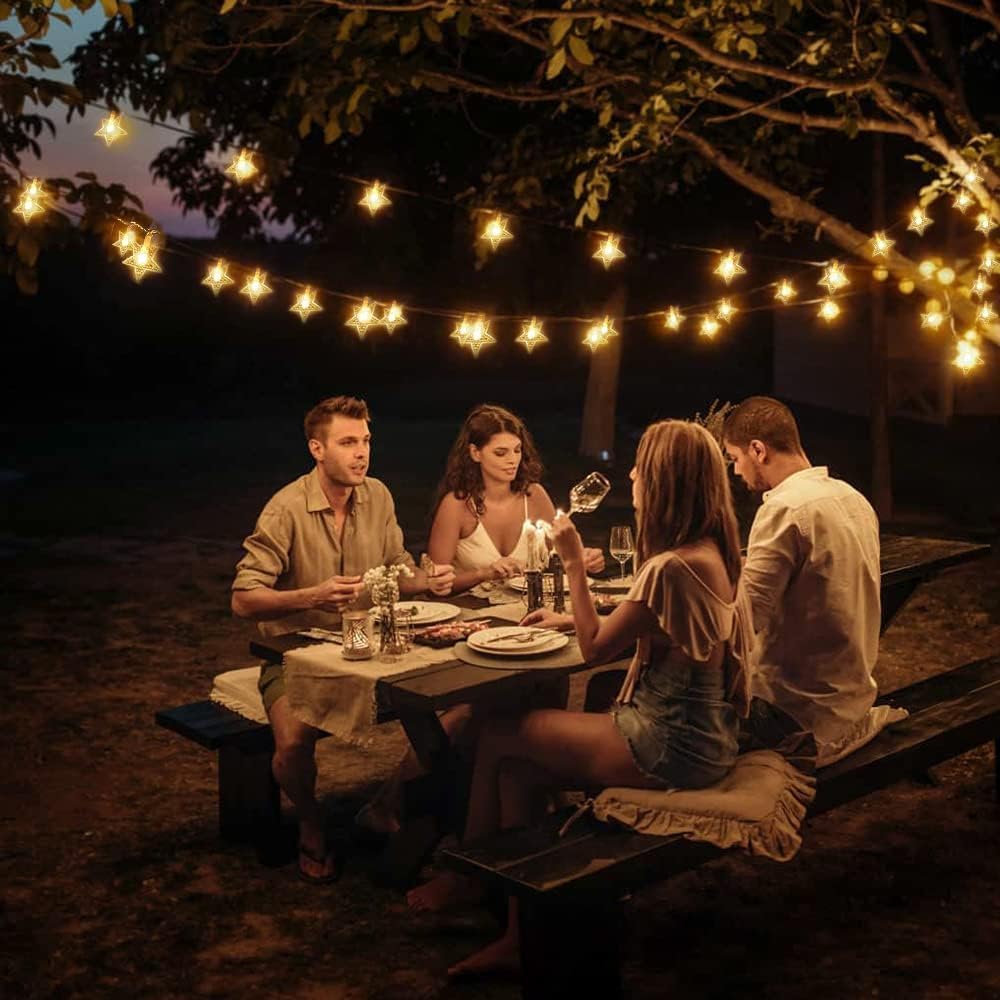 100 LED Star String Lights - 33ft Waterproof Fairy Lights with Remote & Timer, Warm White for Bedroom, Wedding, Party, Garden, Patio, Tent (Indoor/Outdoor Decor) - Perfect for Romantic Nights & Holiday Lighting