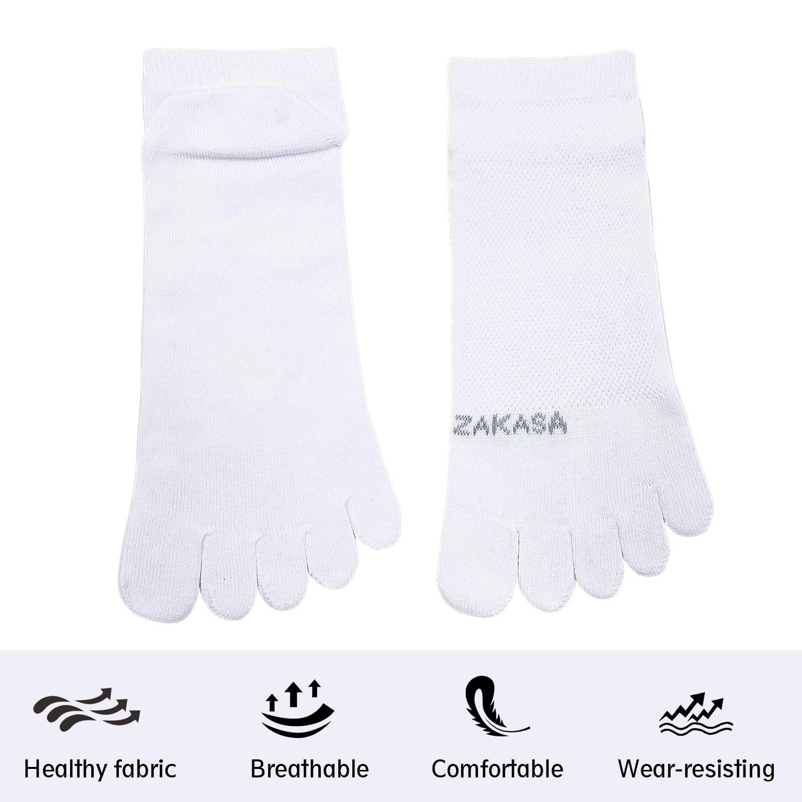 Breathable Five-Toe Cotton Socks for Men - Athletic Crew No-Show Ankle Socks (5 Pairs, Size 8-12) - Perfect for Running, Yoga & Indoor Sports