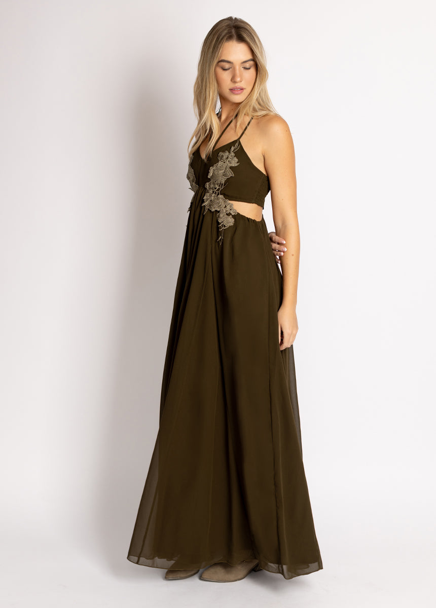 Deep Moss Mari Dress - Elegant Flowy Women's Dress for Casual Wear, Date Night & Summer Outfits