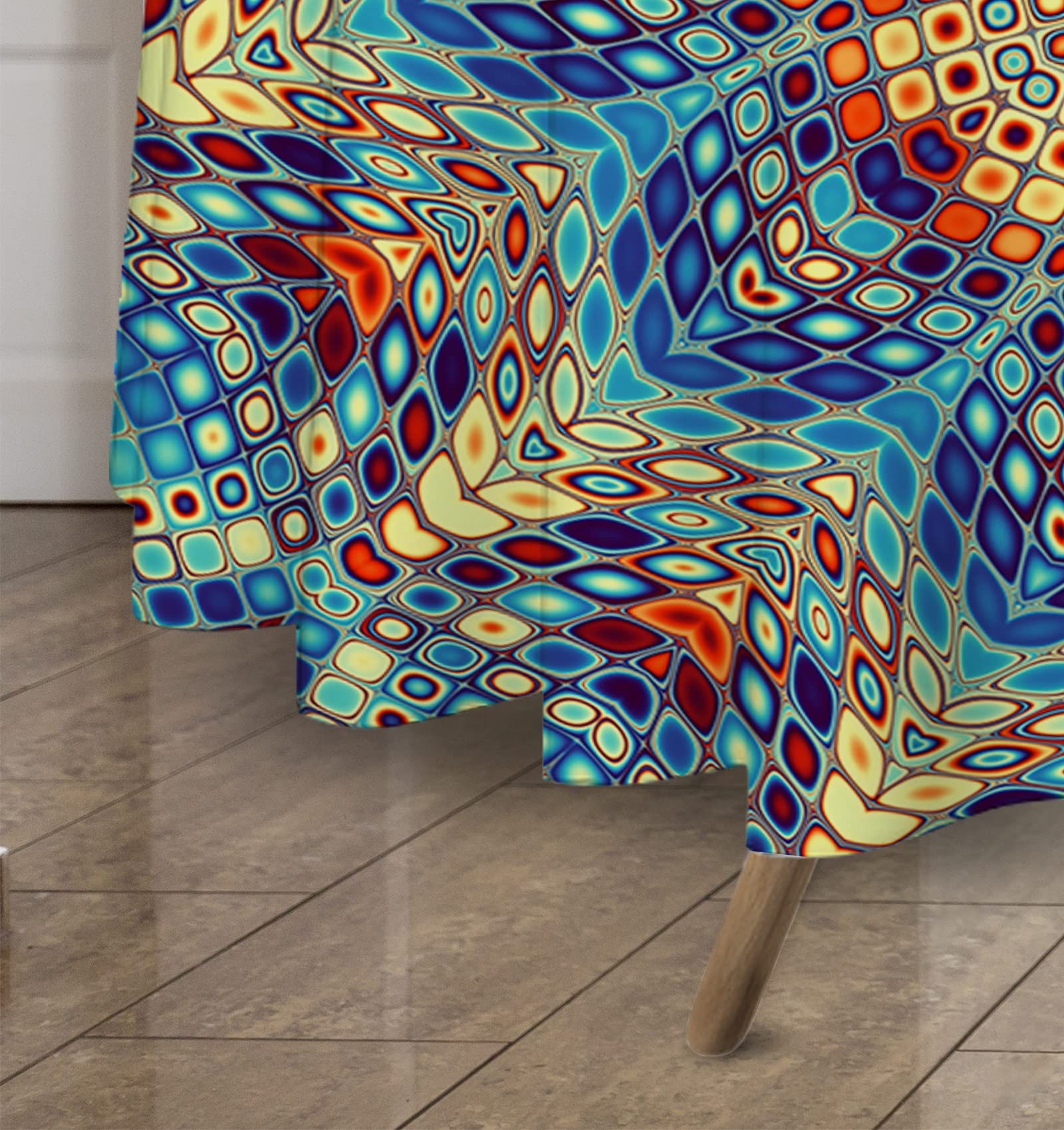 Vantaso 60 Inch Round Tablecloth - Abstract Mandala Floral Design, Polyester & Linen Blend, Machine Washable Table Cover for Kitchen, Dining, Coffee Tables | Perfect for Indoor & Outdoor Decor, Parties, and Daily Use