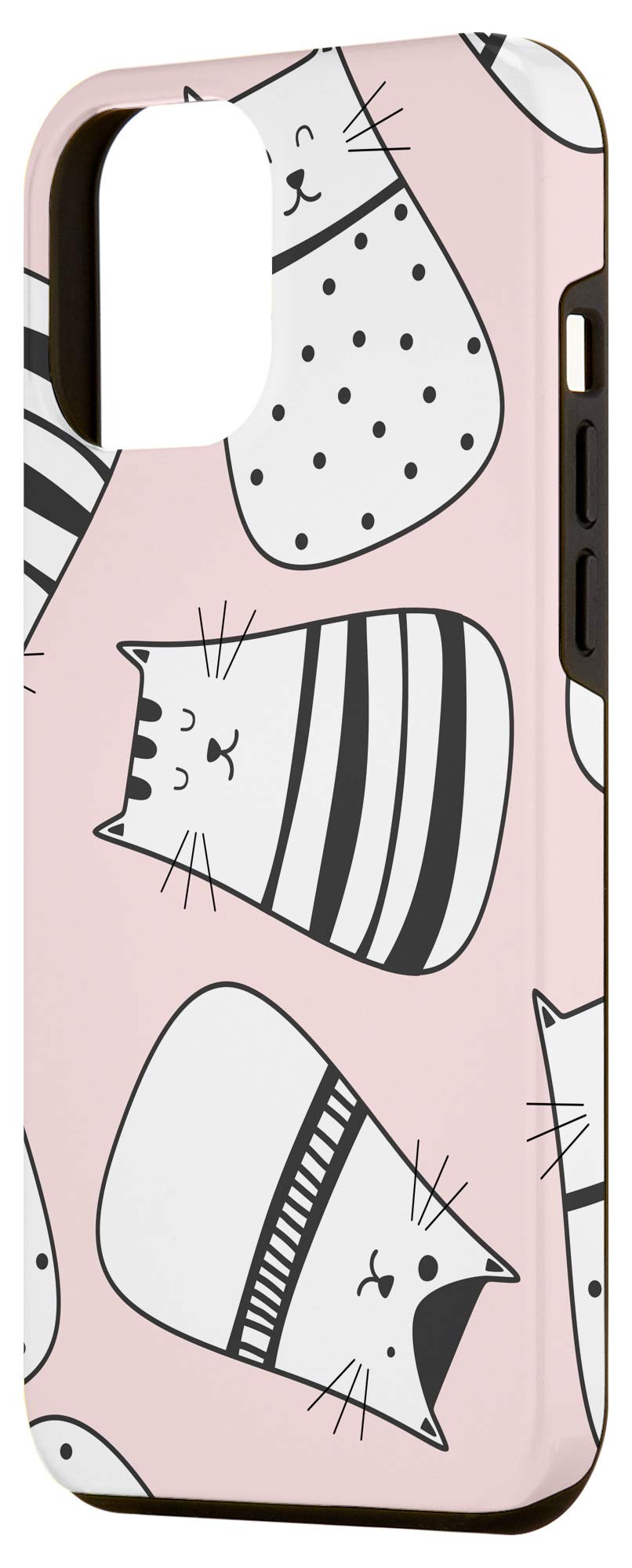 iPhone 12 Pro Max Cute Cat Cartoon Pattern Phone Case - Pink Protective Cover for Cat Lovers & Cat Moms | Perfect Gift for iPhone Users, Daily Use & Work