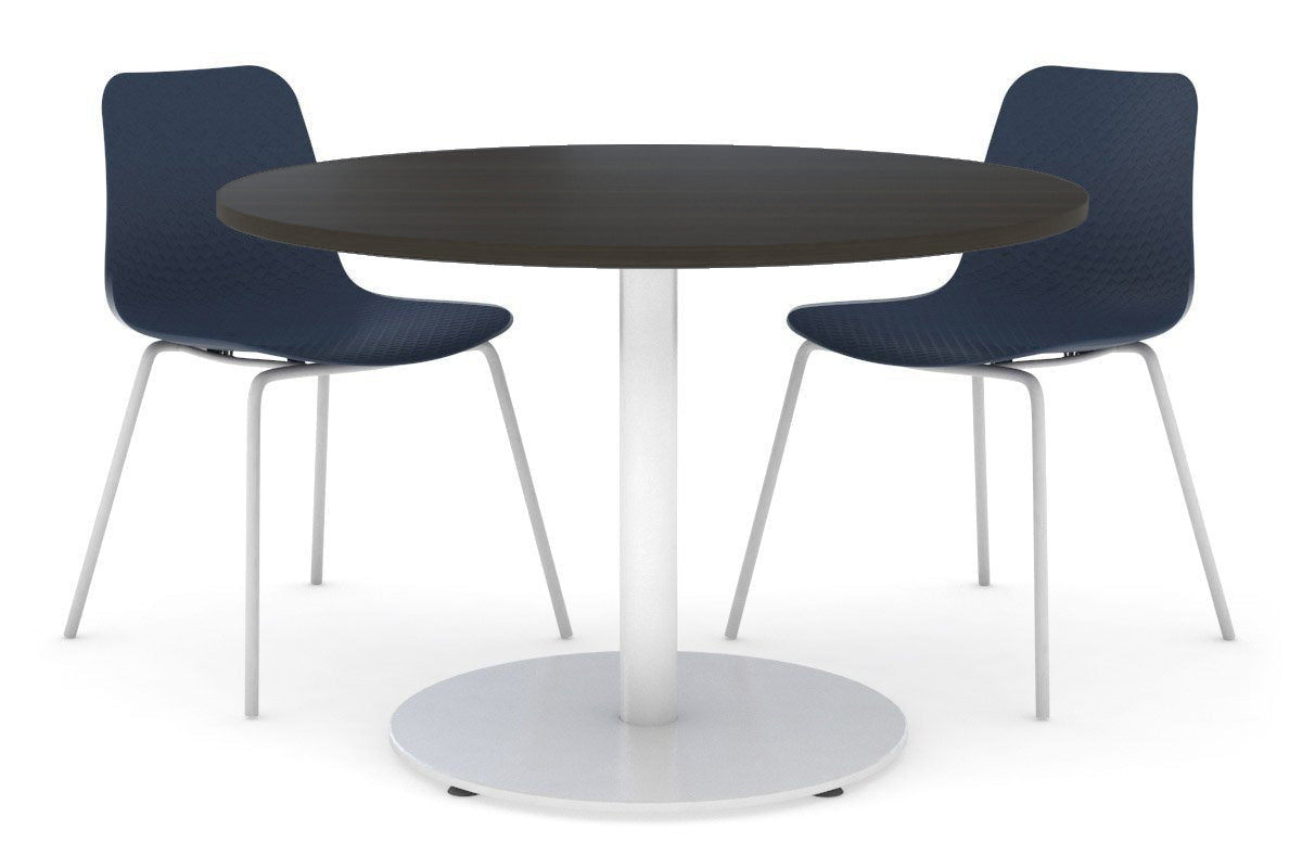 Sapphire Disc Base Cafe Table - 31.5 Inch Round Glass Top Outdoor Bistro Table for Patio, Garden, and Restaurant Use