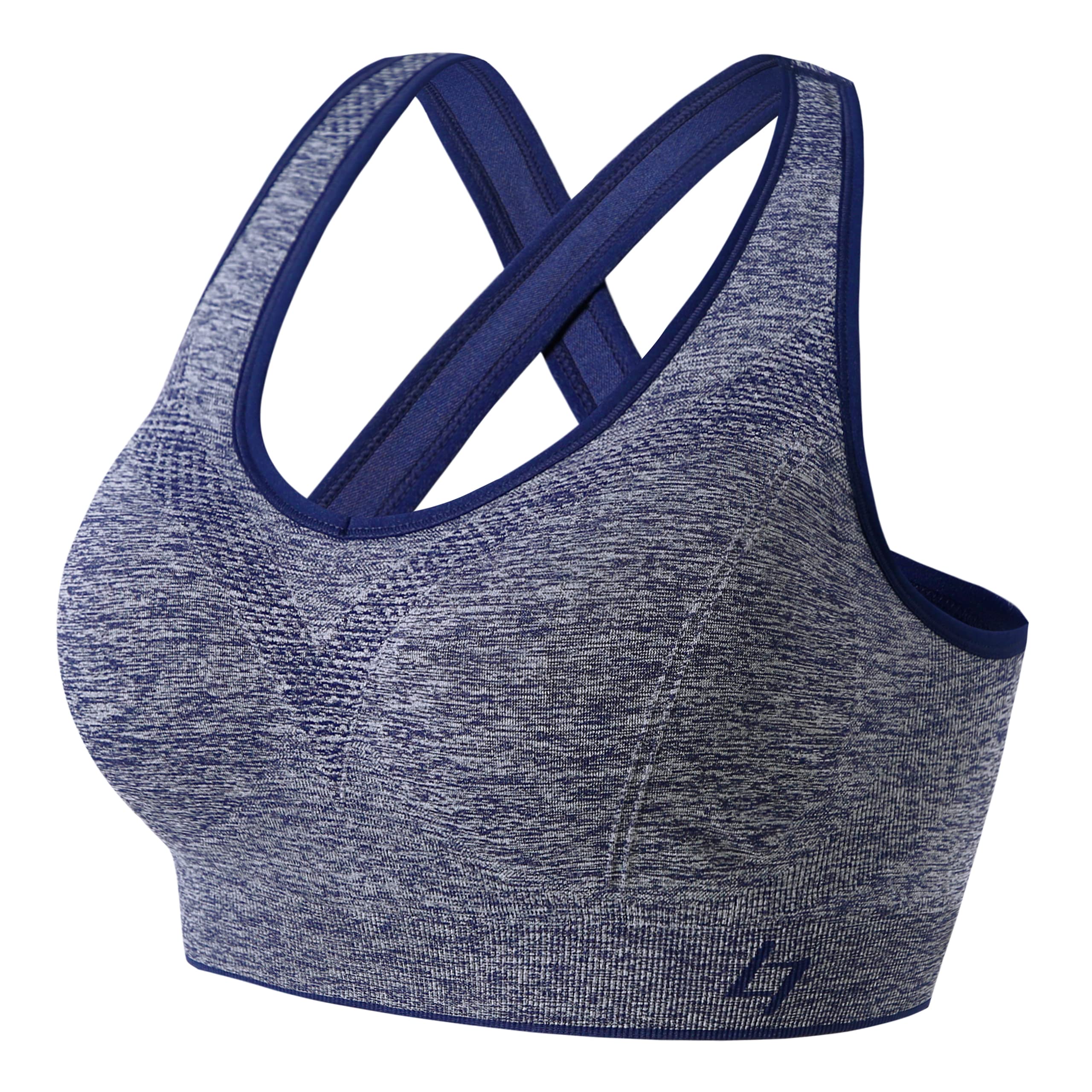 FITTIN Women's Seamless Cross Back Sports Bra with Removable Padded Cups - Yoga, Gym, Workout, Running & High-Impact Activities