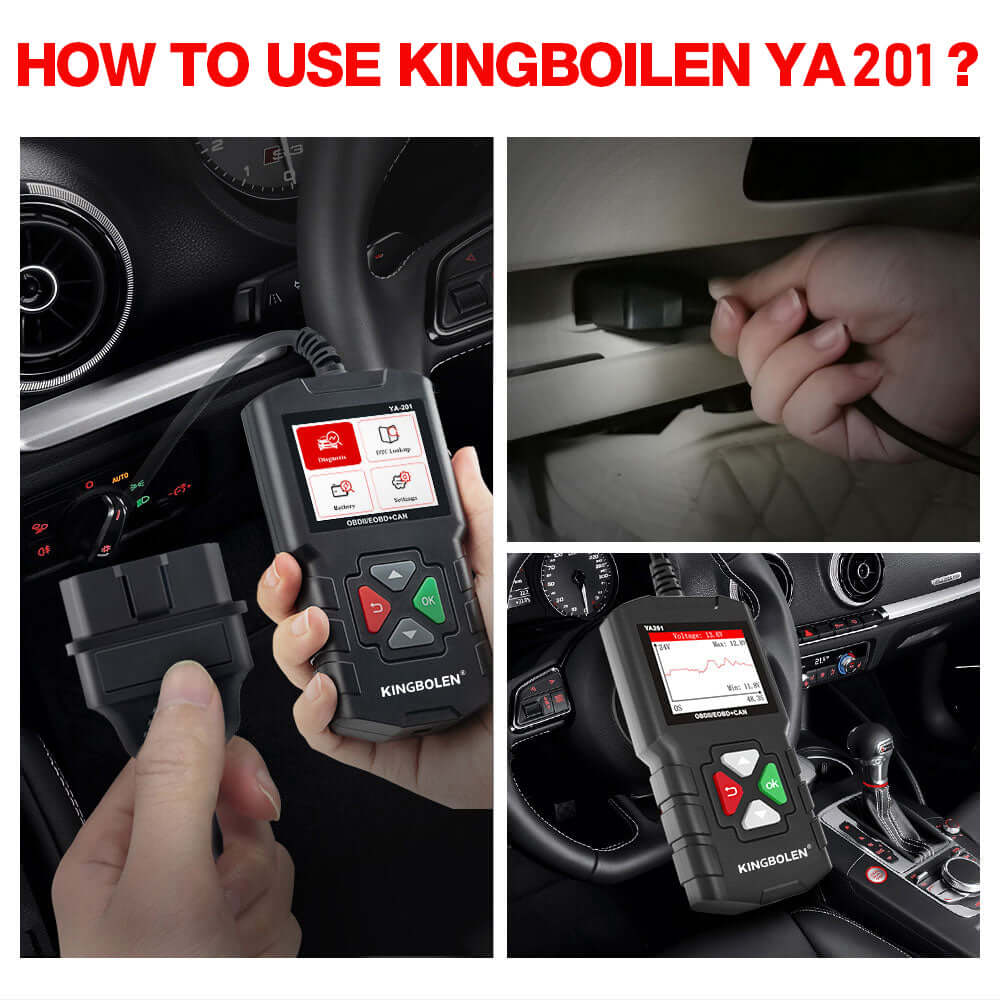 KINGBOLEN® YA201 OBD2 Scanner - Check Engine Light Diagnostic Tool for Car, Truck & SUV - Read & Clear Fault Codes - Compatible with Android & iOS - Perfect for DIY Mechanics & Auto Repair Shops