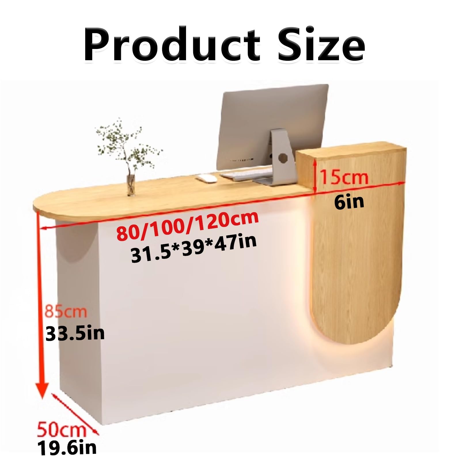 Modern Wooden Reception Desk with Counter - Lockable Drawers for Hotel, Office, Salon & Retail Stores | Durable Lobby Checkout Counter with Storage | Perfect for Front Desk, Reception Area & Customer Service (Natural Wood Finish)