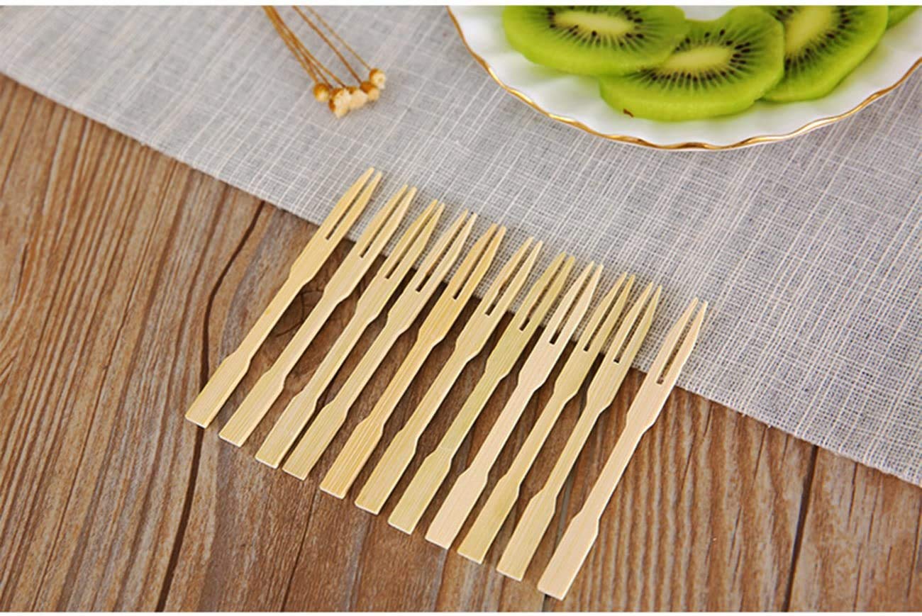 750Pcs Bamboo Forks - Eco-Friendly Wooden Appetizer Forks for Cocktail Parties, Fruit Platters, Desserts & Pastries (3.4 Inch) | Perfect for Catering, Weddings & Picnics