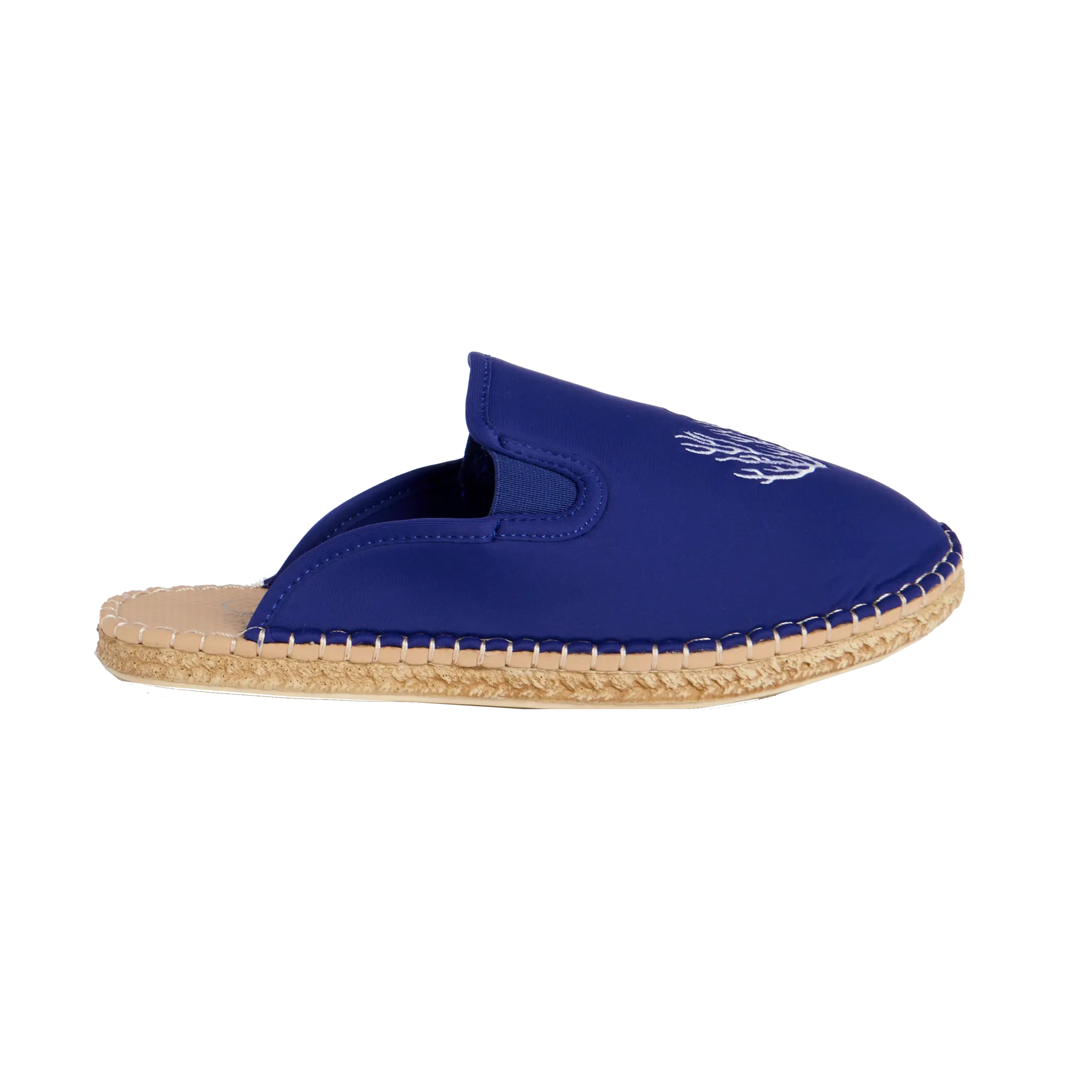 Navy Coral Embroidered Women's Harbourside Mule Slippers - Comfortable House Shoes for Relaxing at Home, Lounging & Casual Wear
