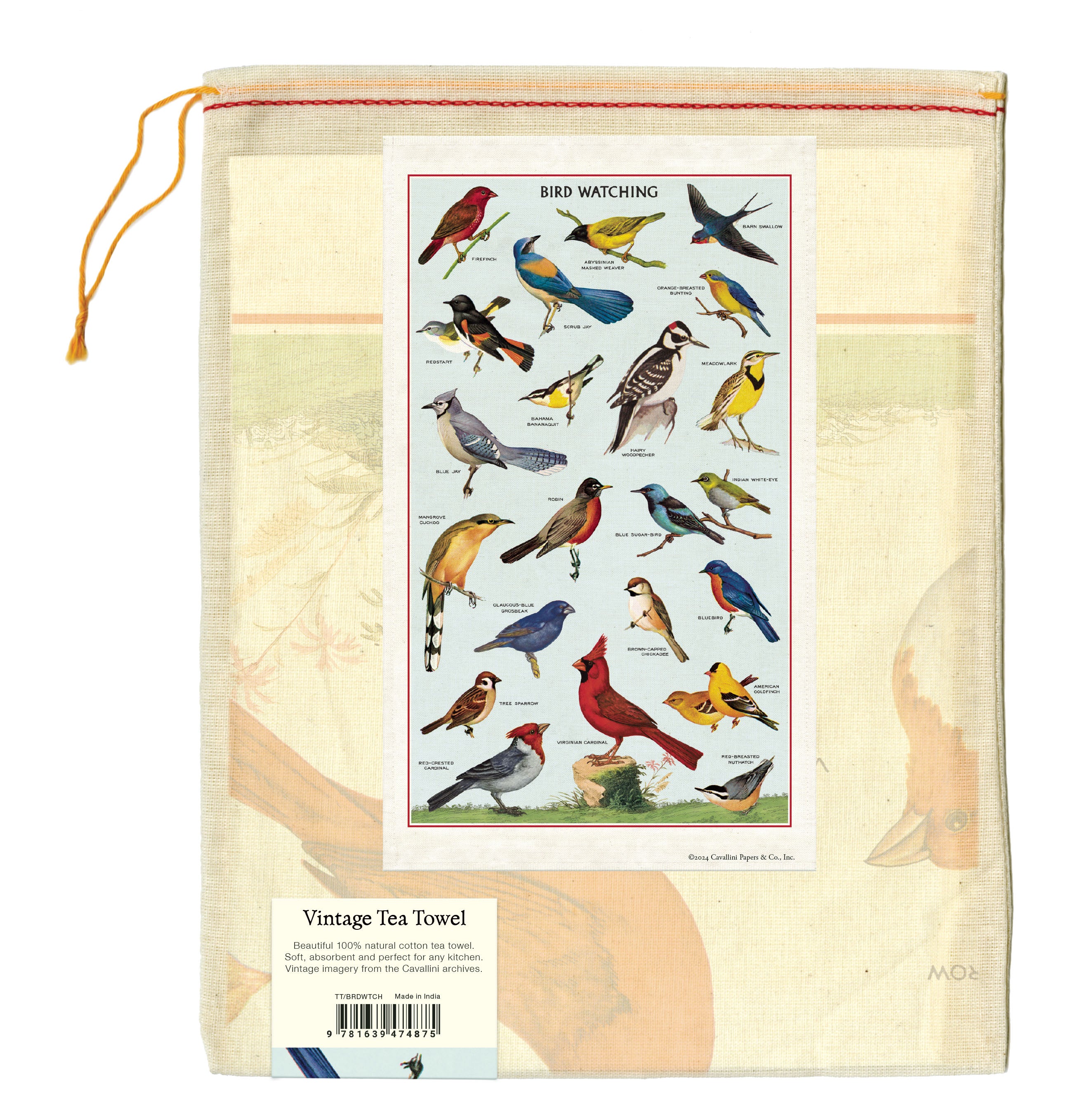 Bird Watching Tea Towel - Premium Cotton Kitchen Towel with Bird Lover Design - Perfect for Birdwatching Enthusiasts & Home Decor