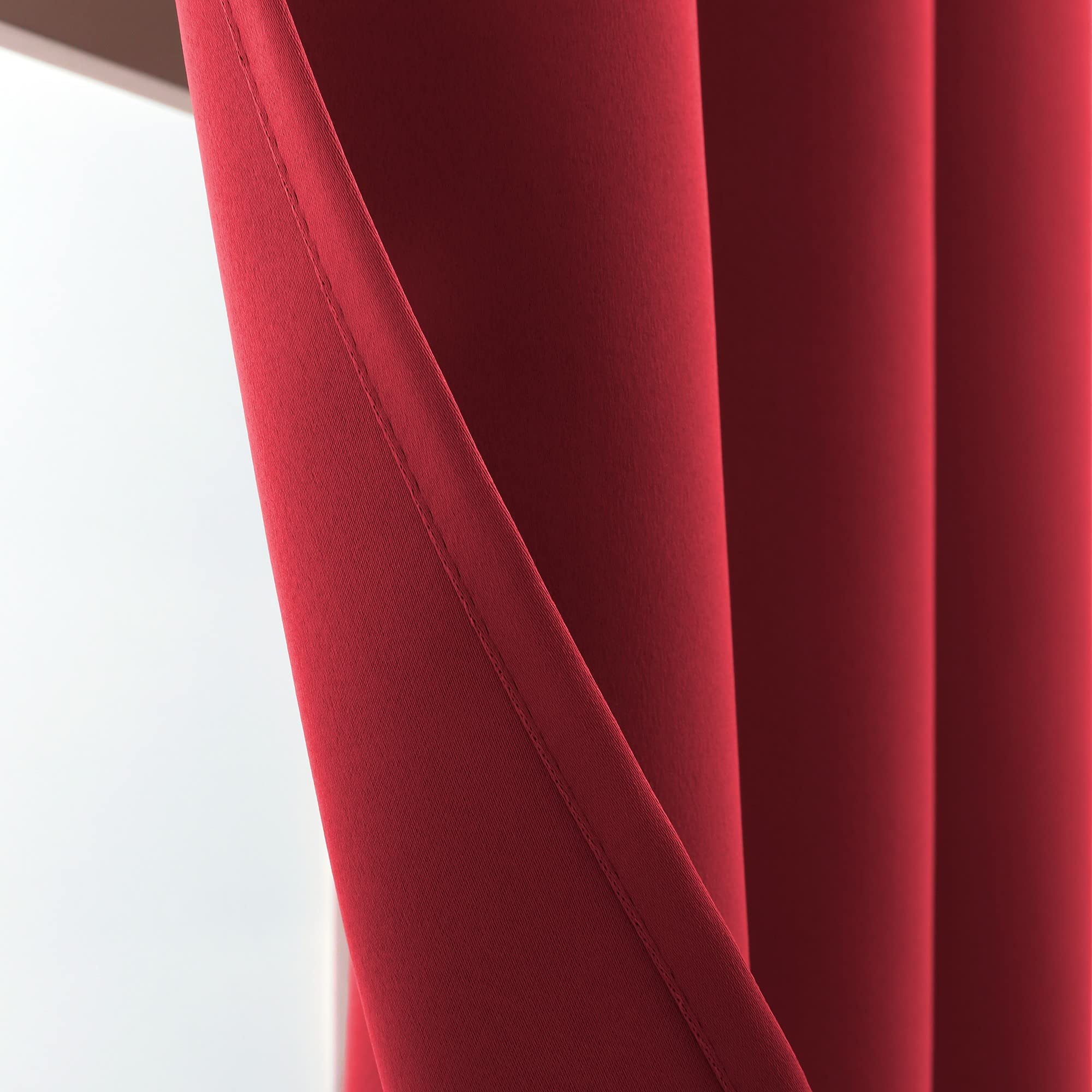 Blackout Curtains for Kitchen & Bathroom - 24 Inch Short Red Cafe Curtains with Grommet Top (Set of 2 Panels) - Perfect for Small Windows, RV, Camper & Christmas Decorations