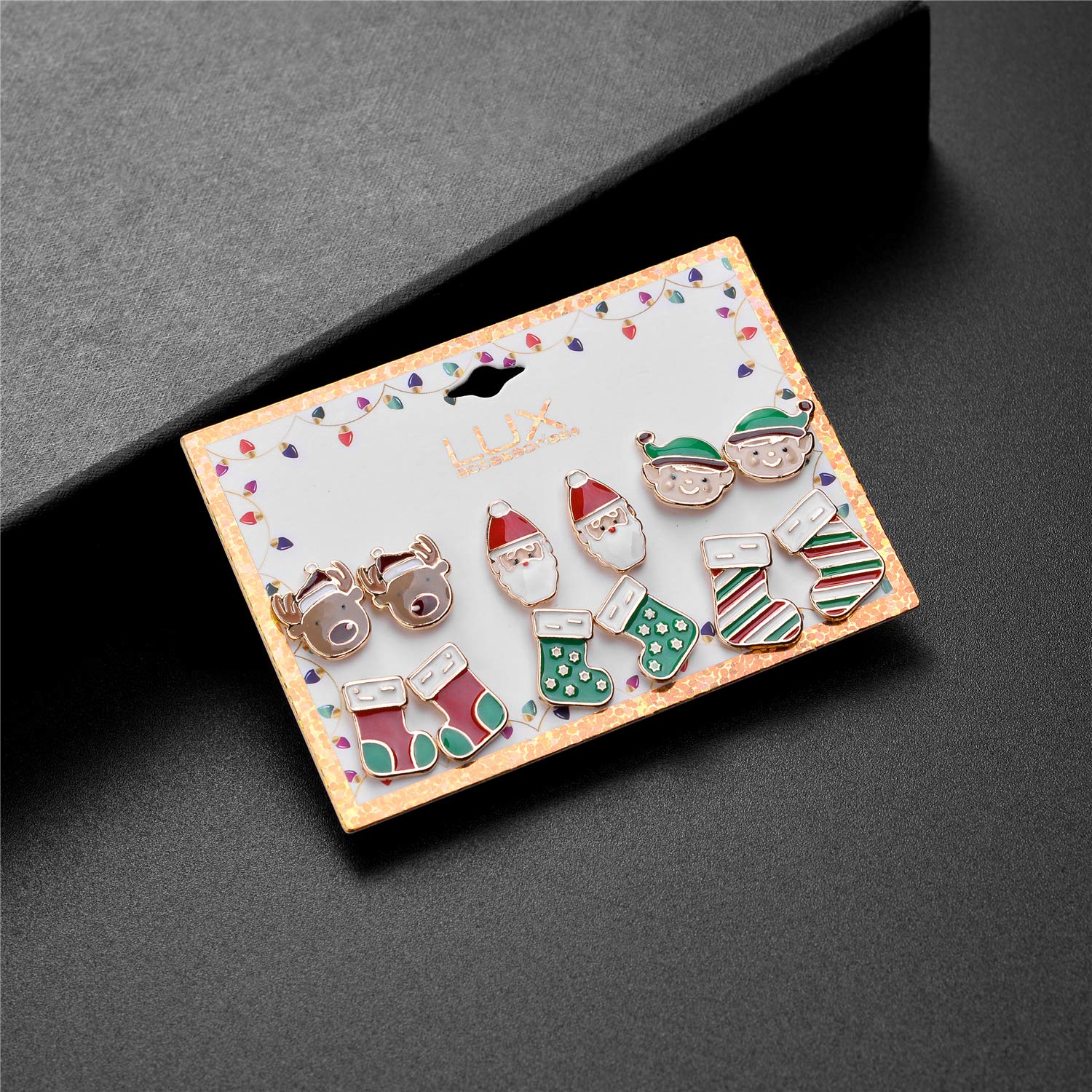 Christmas Reindeer Earrings Set - 6 Pairs Holiday Studs for Xmas Party Gifts