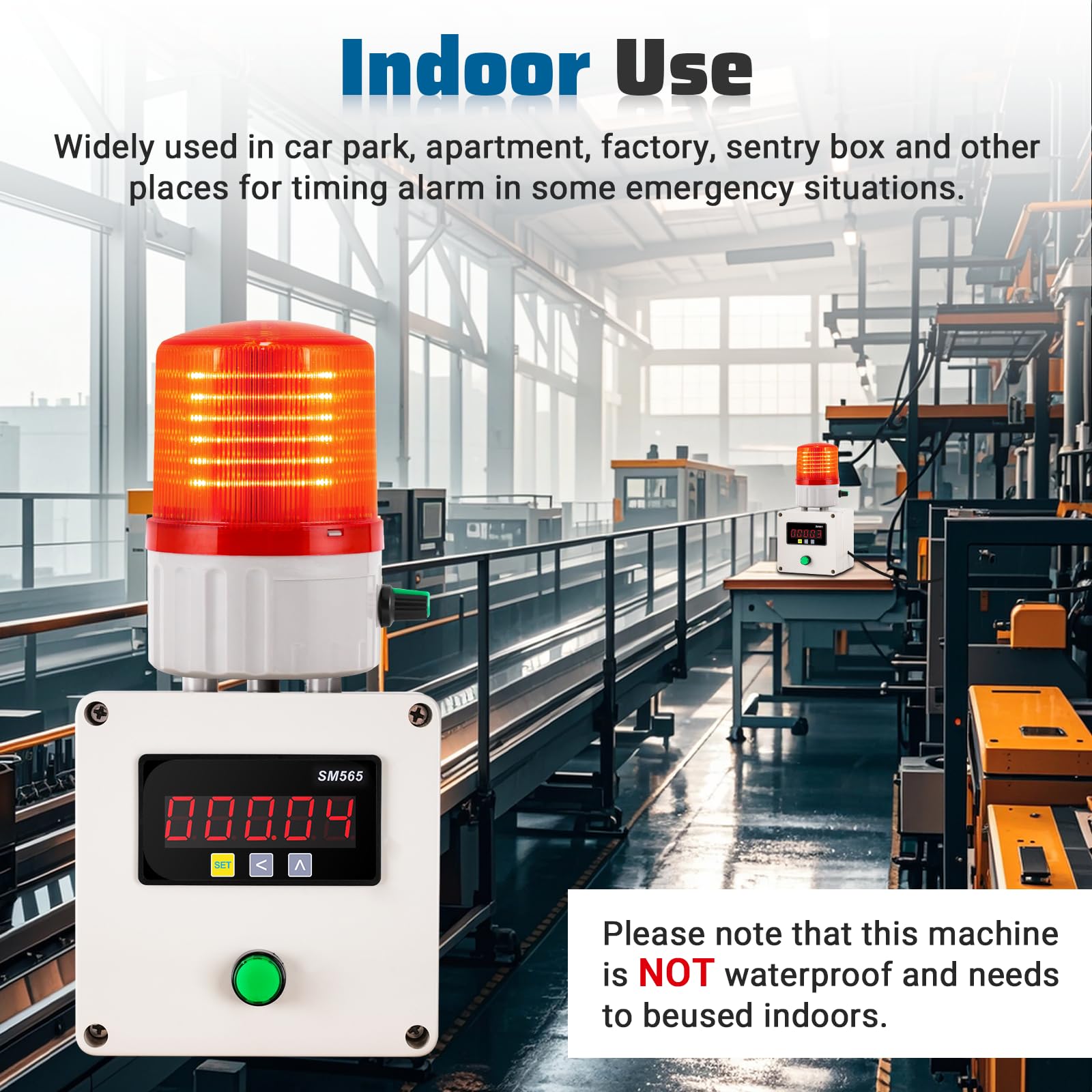 Industrial Cycle Timing Siren Alarm 0-105dB - Single Sound & Light Alarm with Timer (AC110V) - Perfect for Factories, Warehouses & Emergency Alert Systems