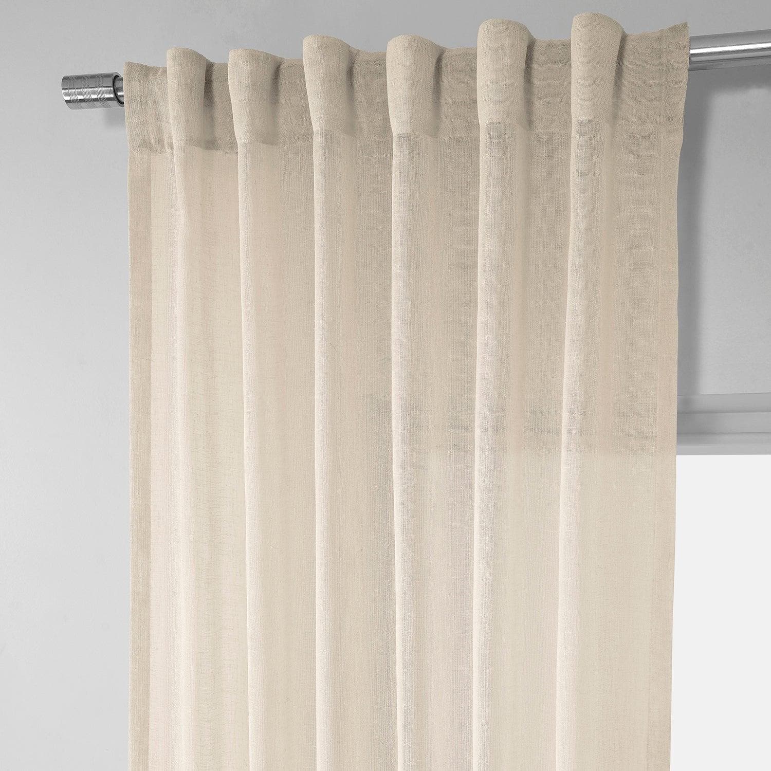 Breathable Cotton Seed Textured Faux Linen Sheer Curtains - Light Filtering Window Drapes for Living Room, Bedroom & Nursery