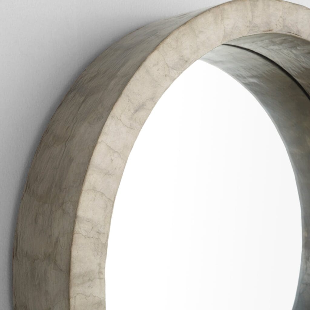Cyan Design 11593 Triton Round Mirror - Small Taupe Wall Mirror for Bathroom, Bedroom & Living Room Decor
